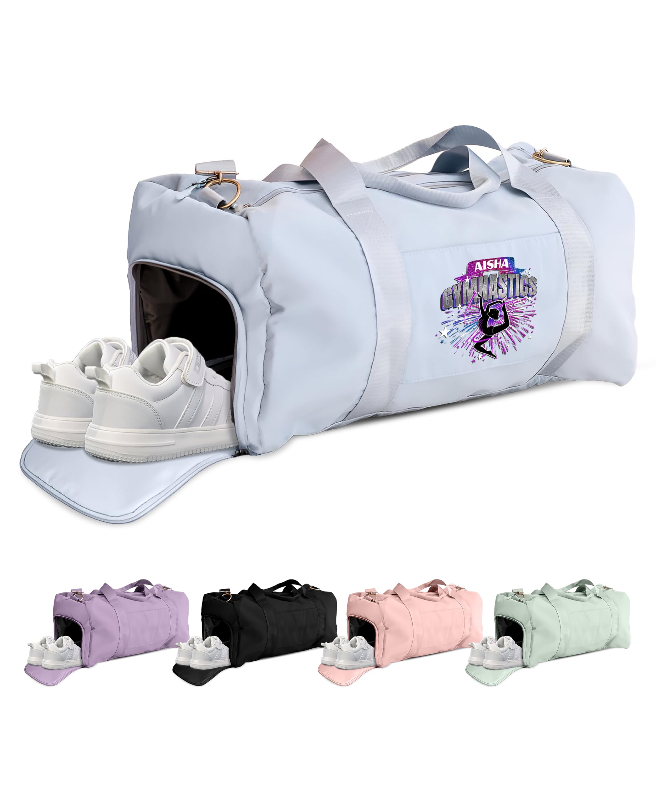 Personalized Gymnastics Duffle Bag for Women, Girls - Custom Duffel Bag - Different Color & Design Options - Blue
