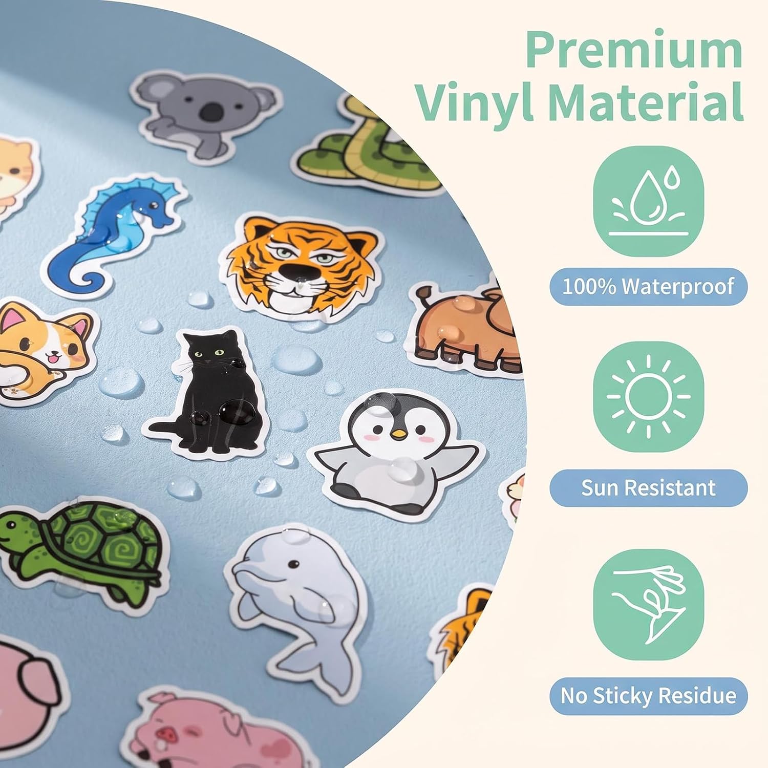100 Pcs Animal Stickers for Kids, Cute Water Bottle Stickers，Waterproof Vinyl Animal Stickers for Kids，Skateboard，Treasure Box Prizes, Laptop Stickers for Girls Boys Classroom Prizes (red) image 2