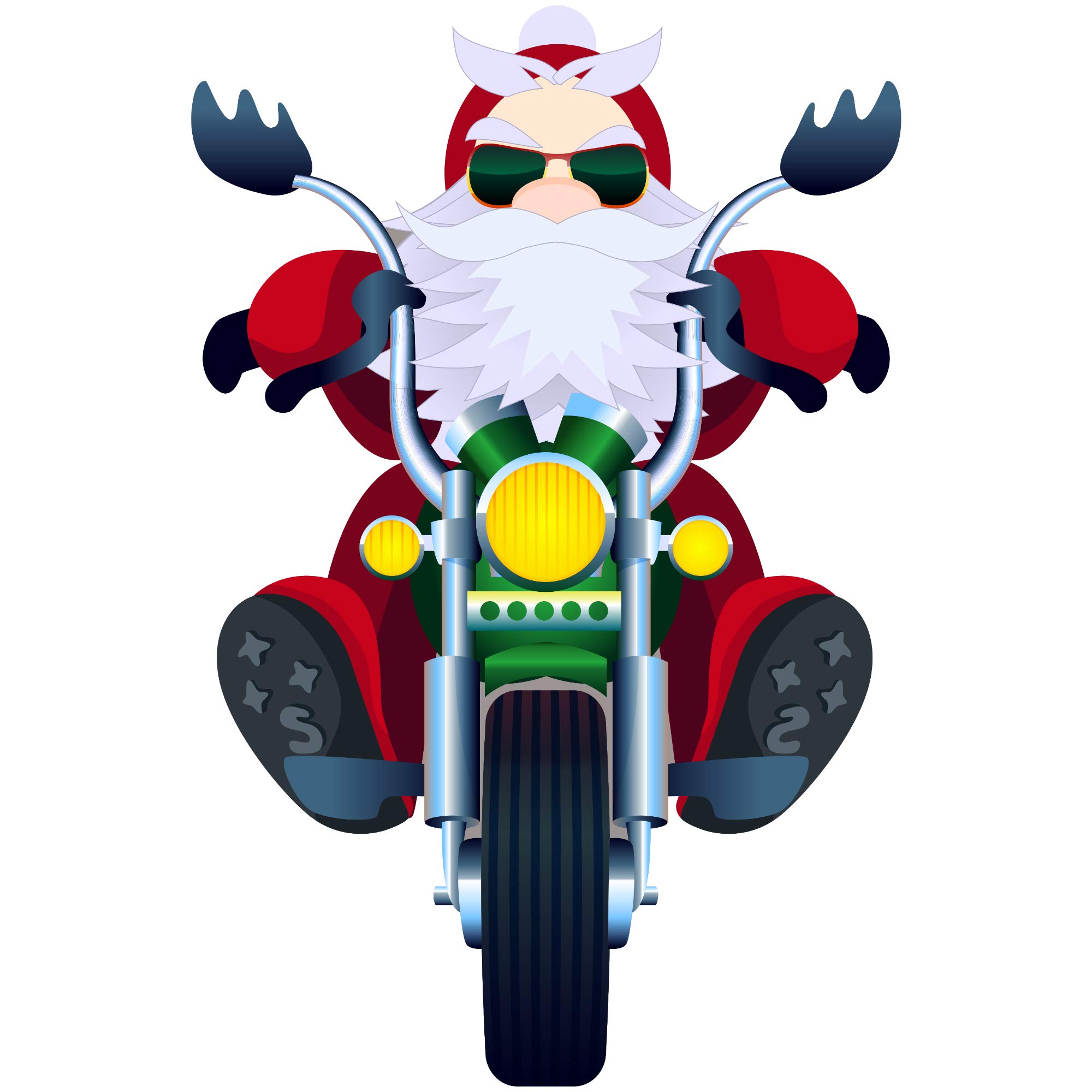 Biker Santa' Christmas Window Cling Sticker Decoration by Stickers4 (Large)