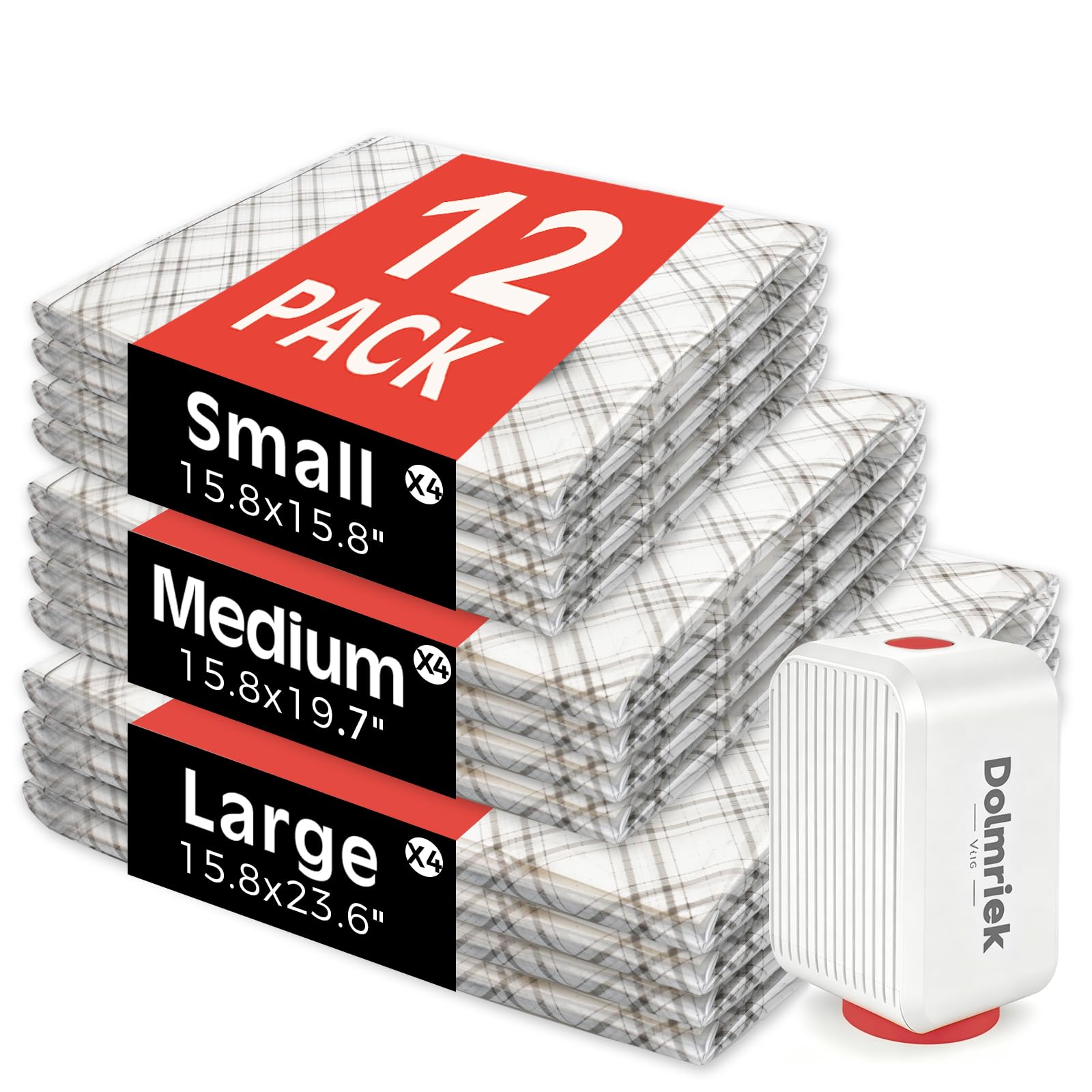 12-Pack Vacuum Seal Bags for Clothing Travel with Cordless Pump