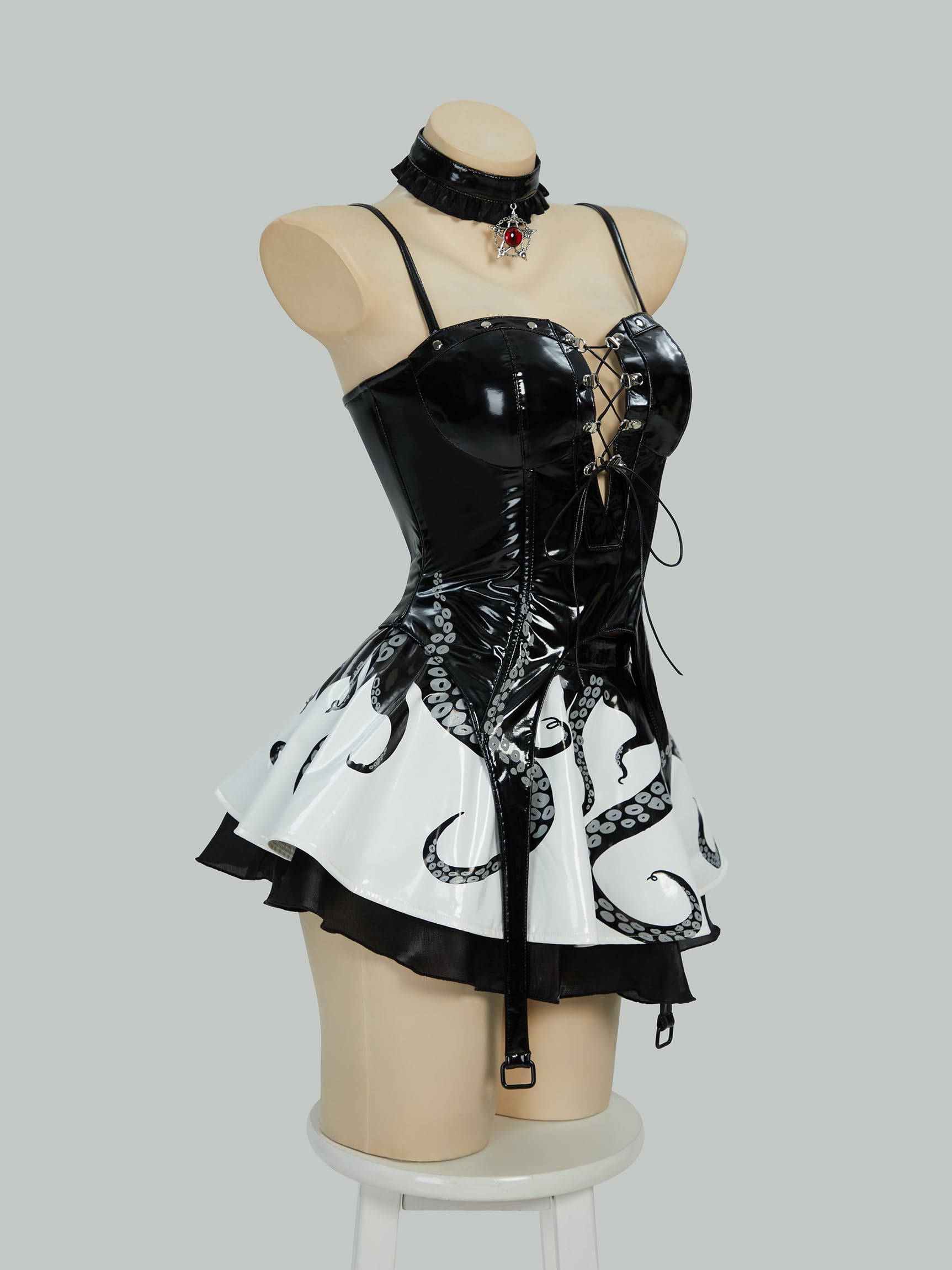 MEOWCOS Womens Gothic Dress Galaxy Sun Star Sleeveless A-Line Dress Goth Halloween Cosplay Costume