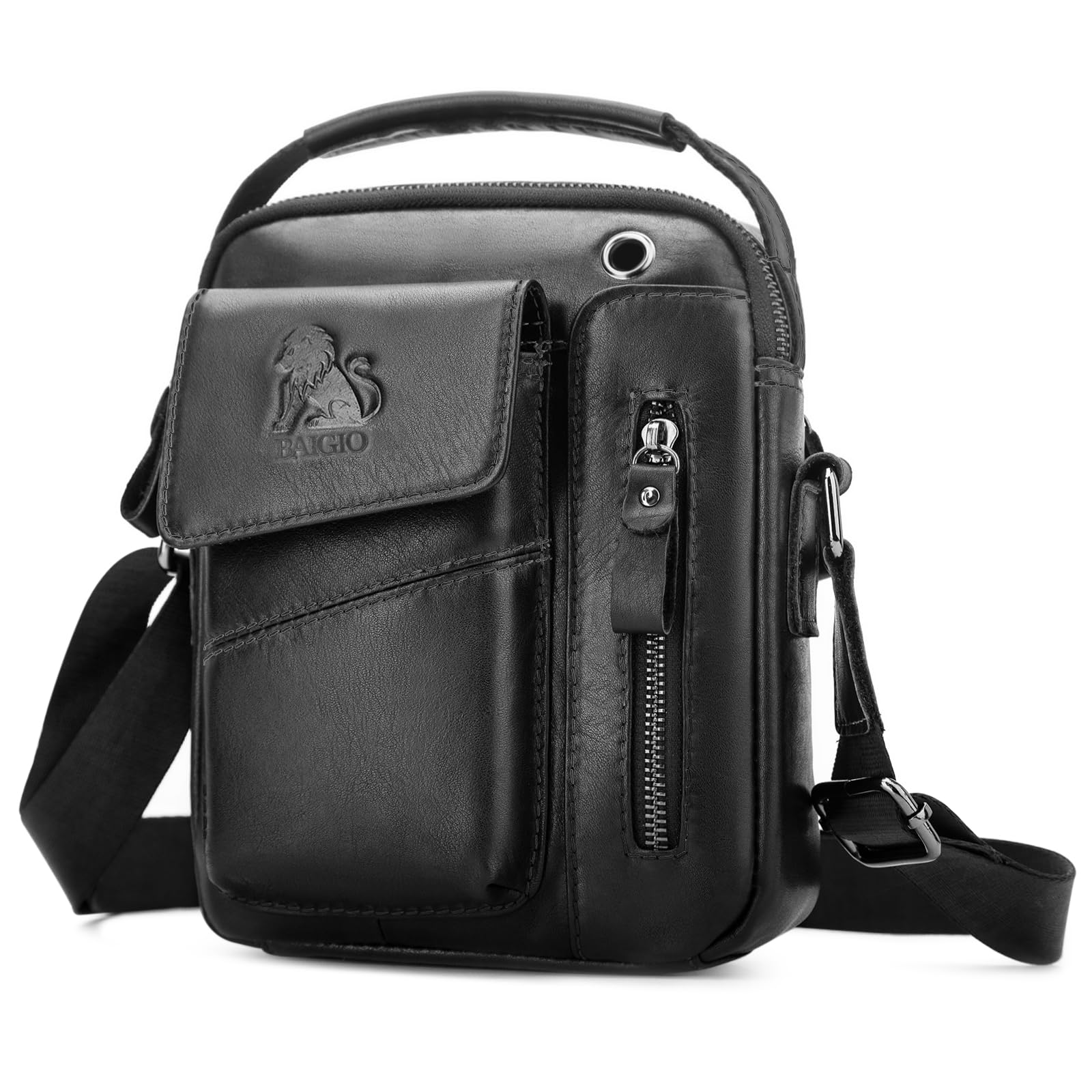 Heren Tas met Veel Vakken Leer - Crossbody Tas - Heren Tas - Fana Bags