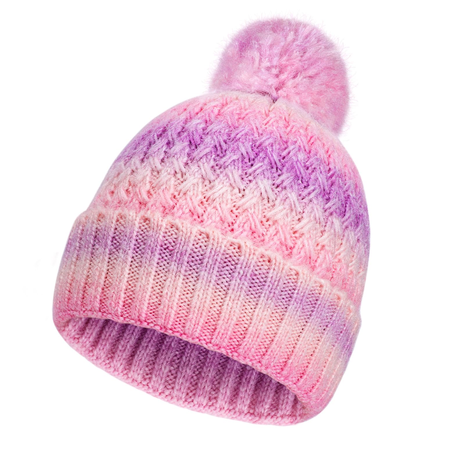 Winter Hat for Kids Children, Girls Beanie with Pom Pom, Girls Accessories Knit Beanies Cap Age 7-12