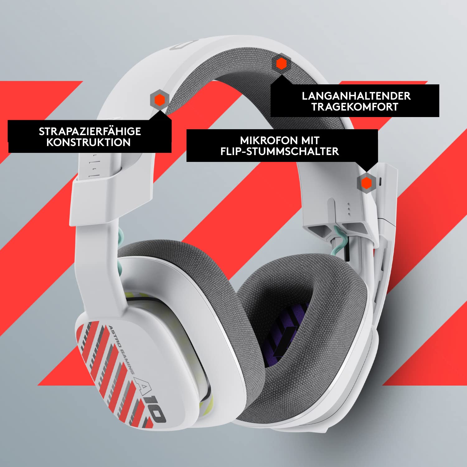 Astro A10 Gaming-Headset Gen 2 Kabelgebundenes Headset, Over-Ear-Gaming-Kopfhörer, Leicht & Robust, Flip-to-Mikrofon, 32 mm Treiber, Für Xbox Series X|S, Xbox One, Nintendo Switch, PC - Weiß