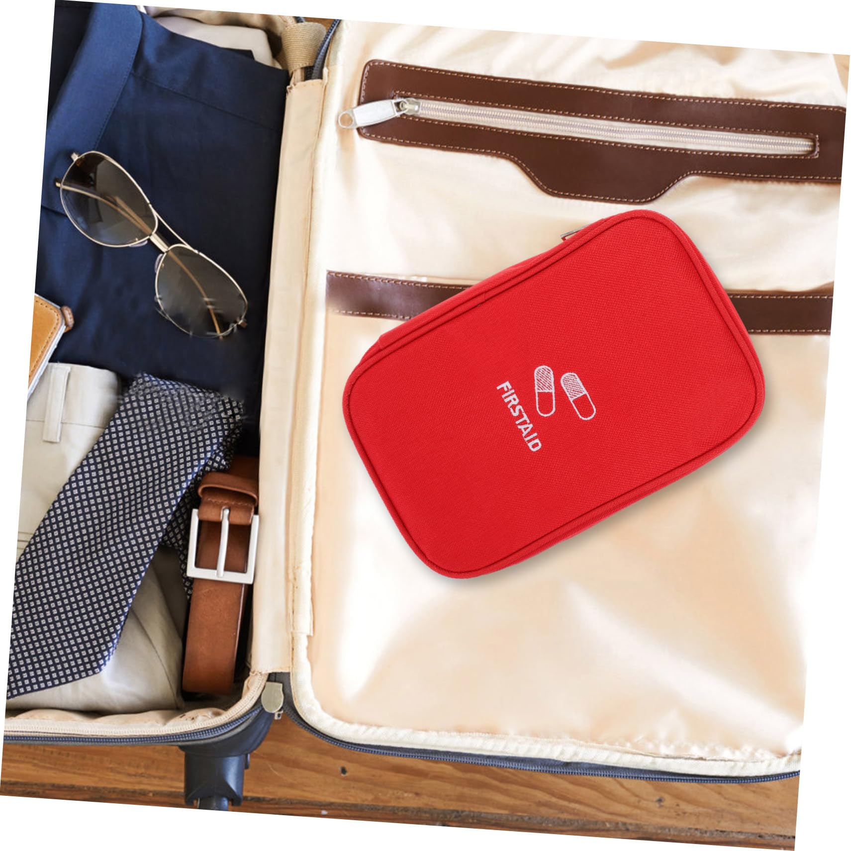 NUOBESTY 5piezas Botiquín De Portátil Bolsa De Vacía Para Camping y Senderismo Grande y Resistente Diseño De Color Rojo