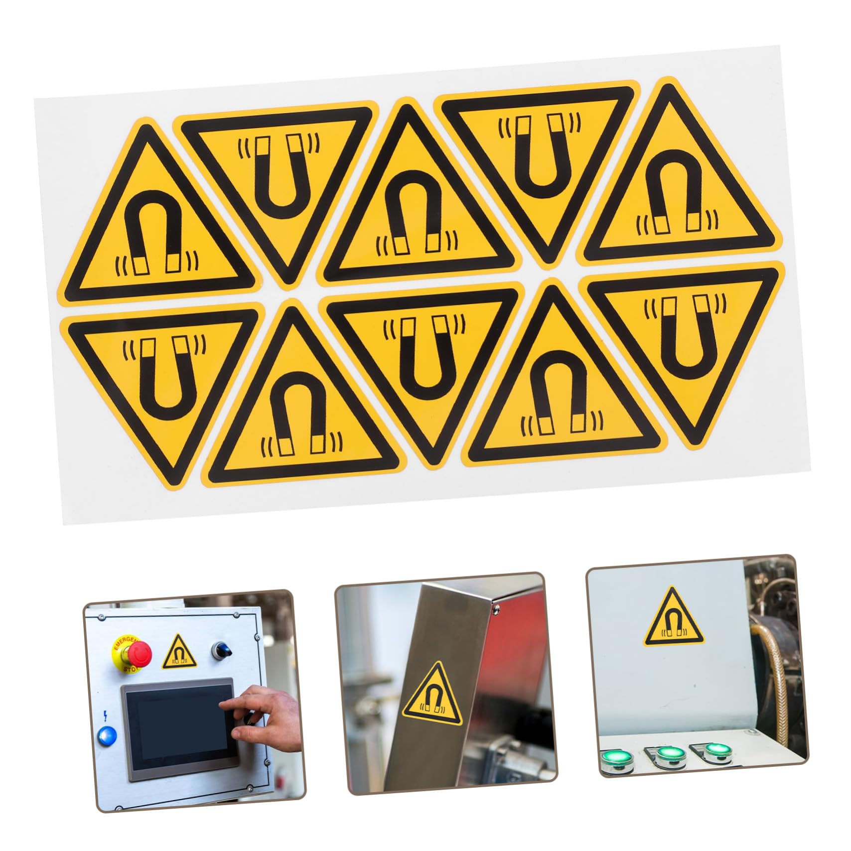 10 Stück Wasserfeste Sicherheitswarnaufkleber für Magnetische Felder aus Papier Gelb Vielseitig Einsetzbar zur Maschinen und Gerätesicherheit in Werkstätten