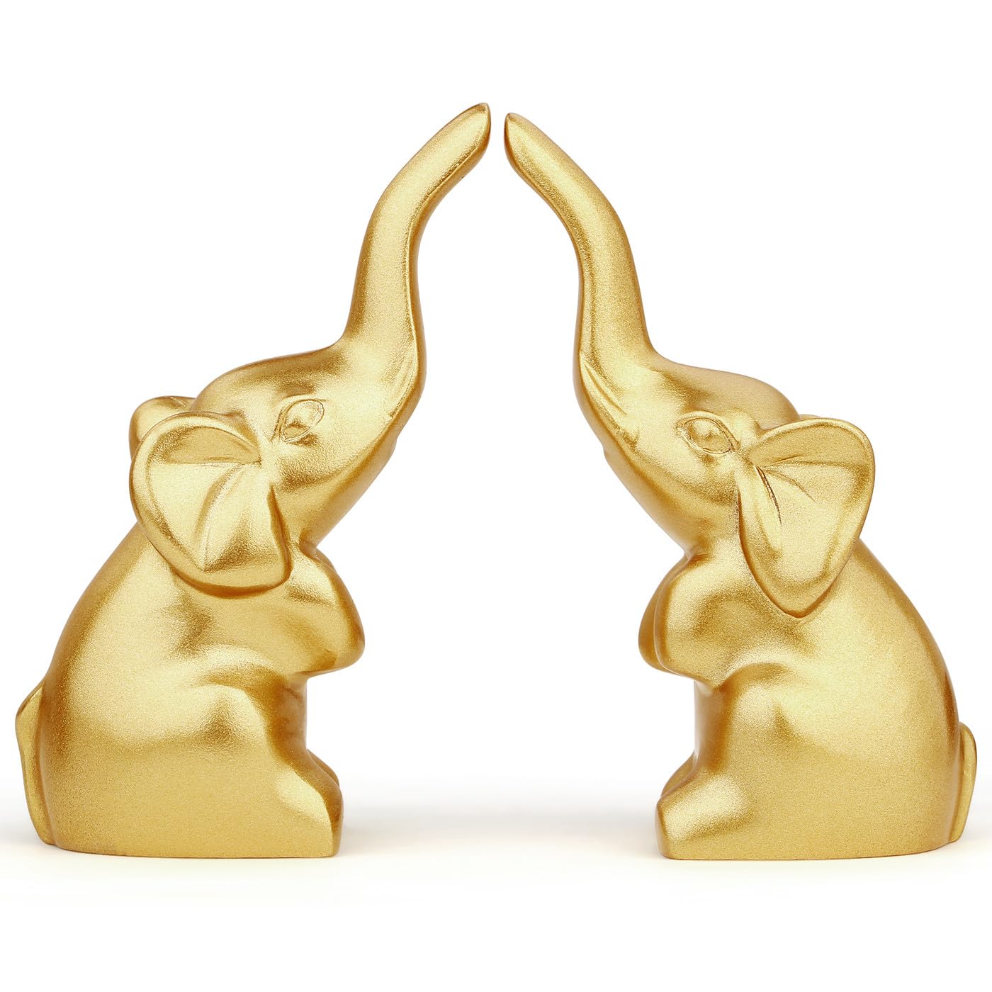 AWARDSEN 3.55 Inch Elephant Gifts for Women Mum Gifts for Birthday 1 Pair Gold Elephant Ornament from Daughter Son Resin Animal Gold Ornaments for Living Room Bedroom
