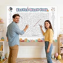 WBCPATY Jumbo Large Size Easter Word Search Poster, 53" X 36" Giant Holiday Word Search Wall Poster for Easter, Wall Game with 64 Words for Family Holiday Party Activity