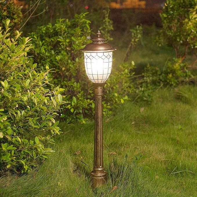 Generic LED Decoration Outdoor Light European Simplicity Outdoor Post Lantern Creative Grid Decoration Column Headlight With Glass Cover Lamp Post Light Fixture Garden Courtyard Lights (Si photo 2