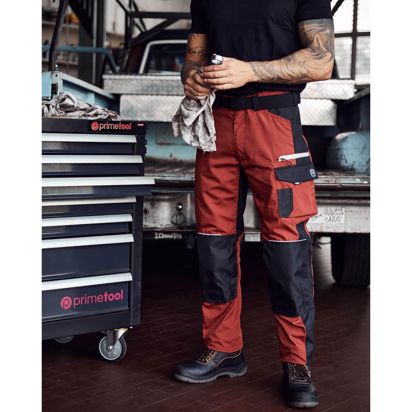 Terrax Workwear Herren Arbeitshose mit Knietaschen - Bundhose mit vielen Taschen und reflektierenden Details