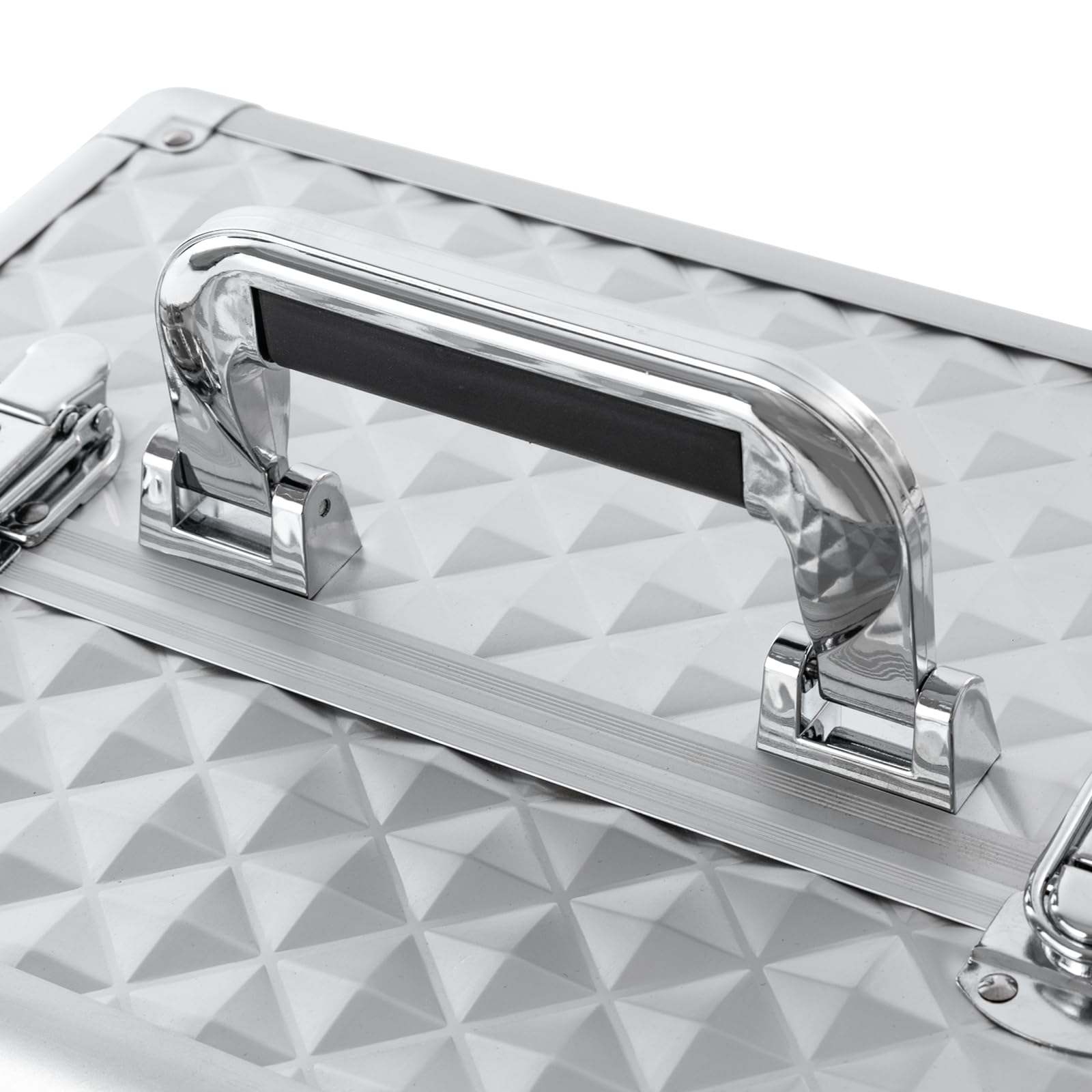 Kosmetikkoffer Groß, Professioneller Schminkkoffer, Multifunktionaler Trolley - Aufbewahrungskoffer Kosmetikkoffer, Beauty Koffer mit 360° Drehbaren Rollen, 34 * 24 * 41cm (Silber)