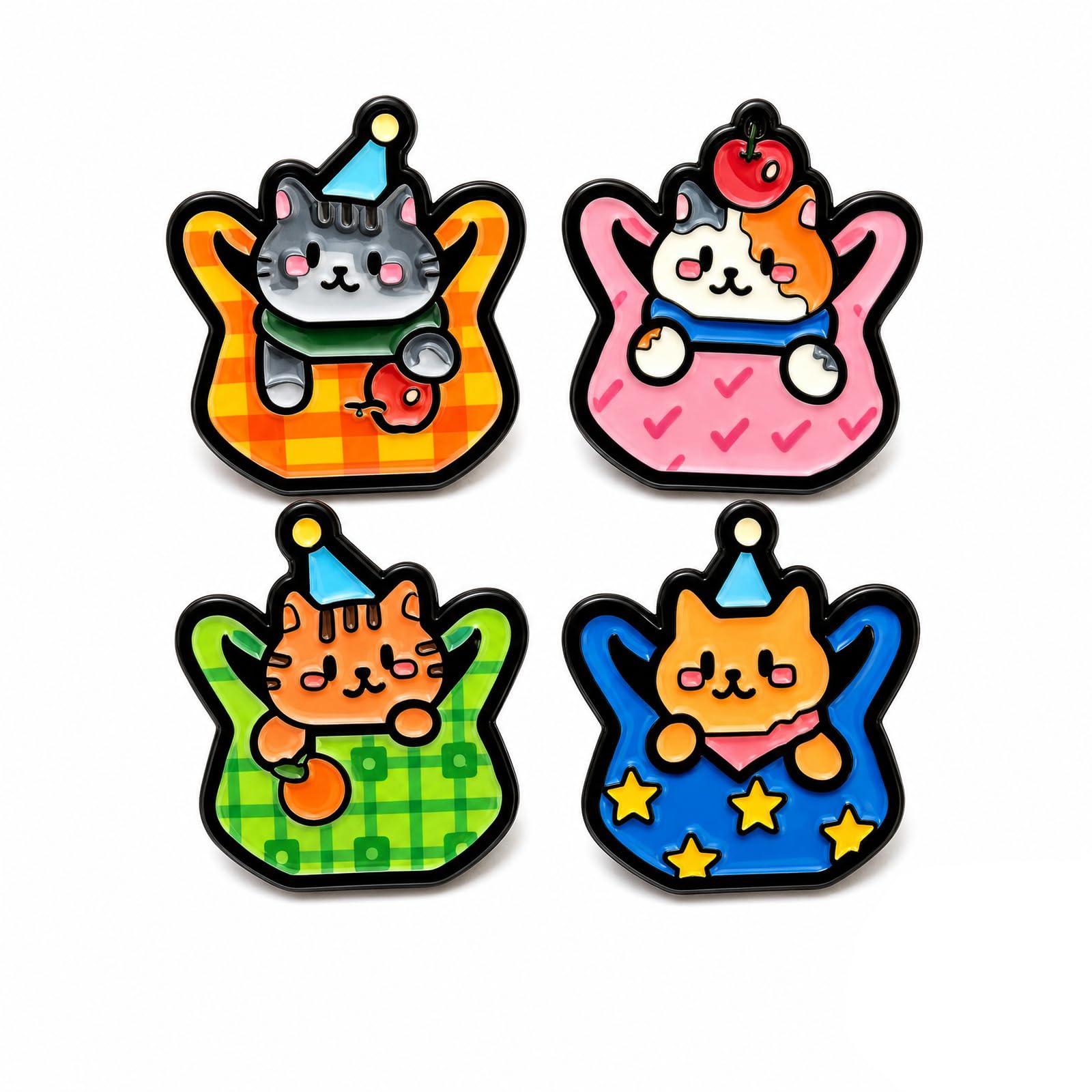 4-Piece Cute Cat Enamel Pins Set, Alloy Brooch Pin for Jackets-picture-32