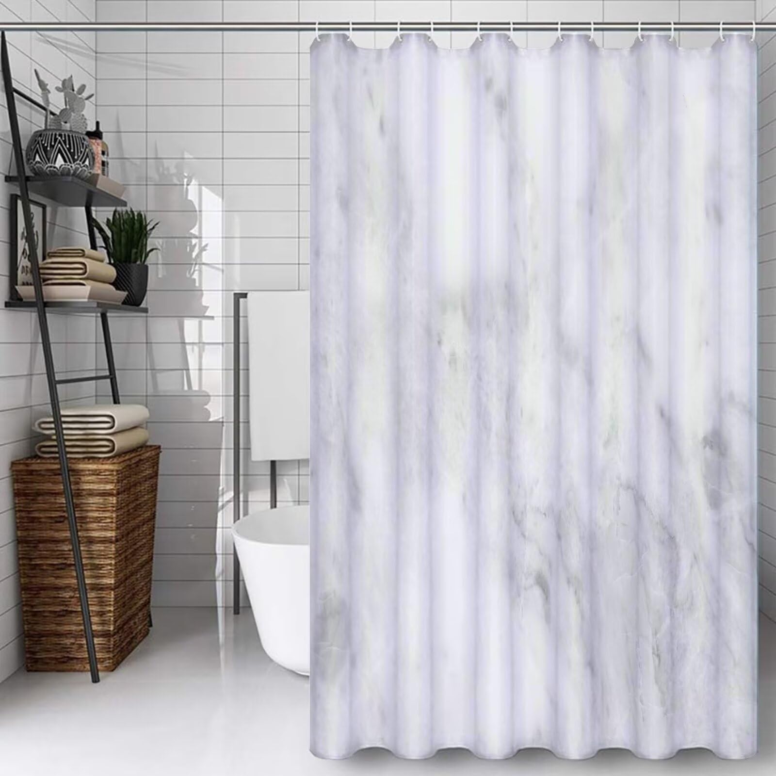 Simple Rideau Douche 180x200cm Rideau de Douche Gris Shower Curtain – Impression Polyester Tissu – avec 12 Crochets – Tissu Lavable en Machine – Imperméable – pour Salle de Bain – Hôtel D#364