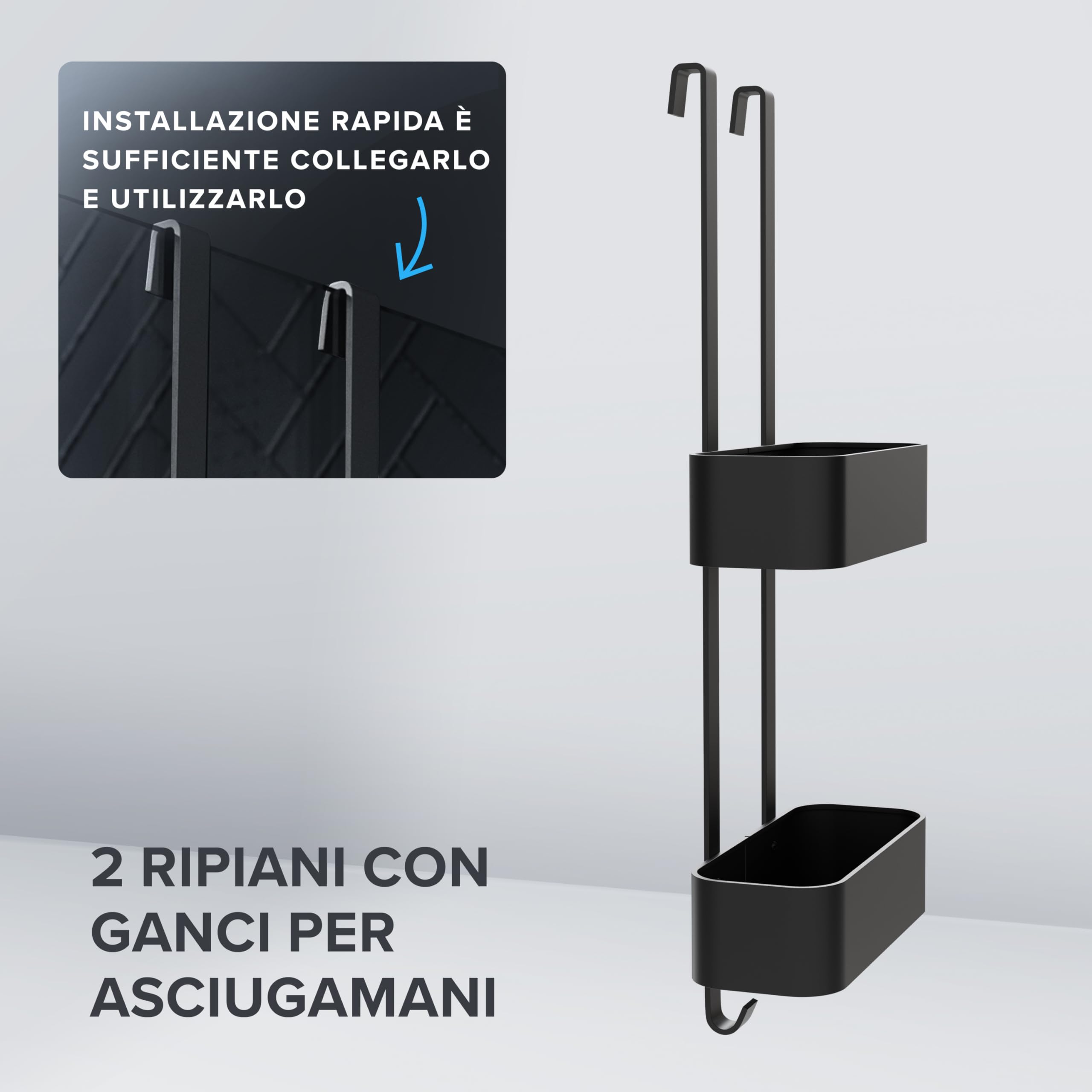 Mensola doccia senza foratura, 4 pezzi organizer da bagno con grande capacità, resistente supporto per shampoo per doccia, scaffale doccia senza foratura, mensola angolare per doccia e vasca da bagno