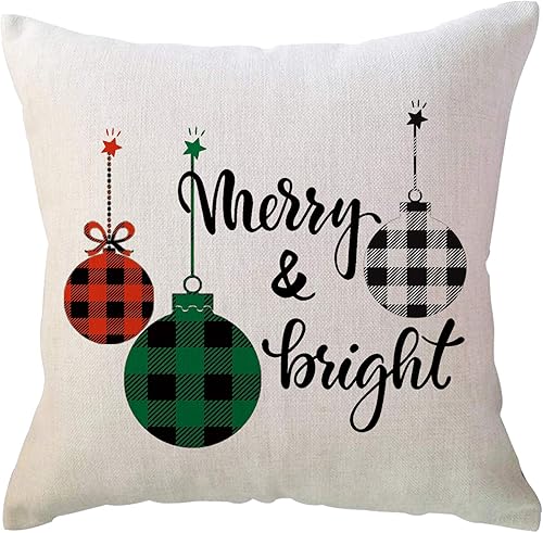 Miniatura 3 de ULOVE LOVE YOURSELF Paquete de 2 fundas de almohada de Navidad de 20 x 20 pulgadas, color rojo, negro, verde, cuadros de búfalo, árboles de