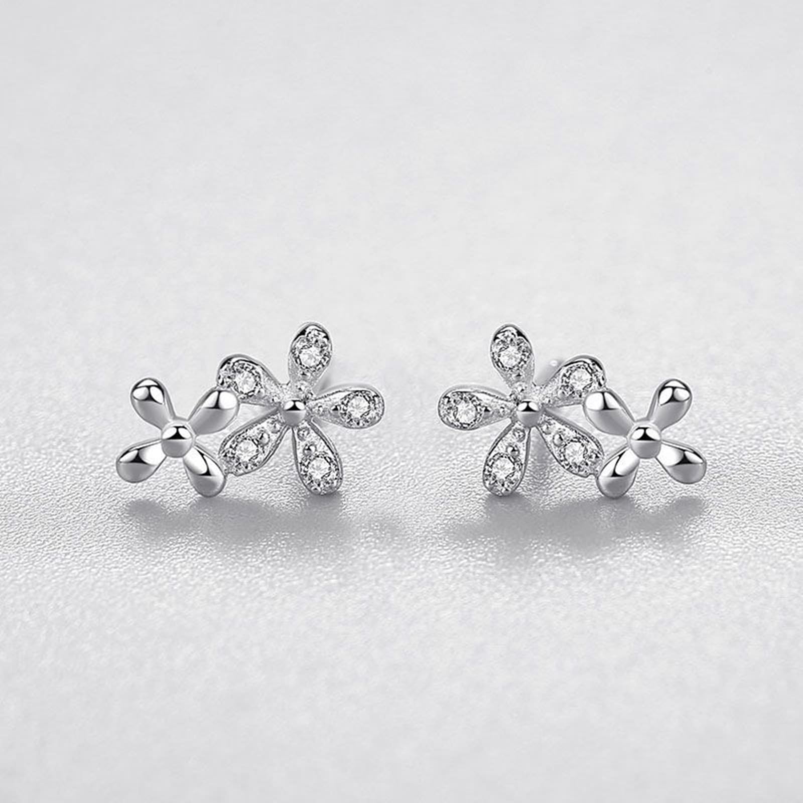 Pendientes de oro blanco de 9 quilates Au375, joyas auténticas con moissanita, flores de oro de 9 quilates