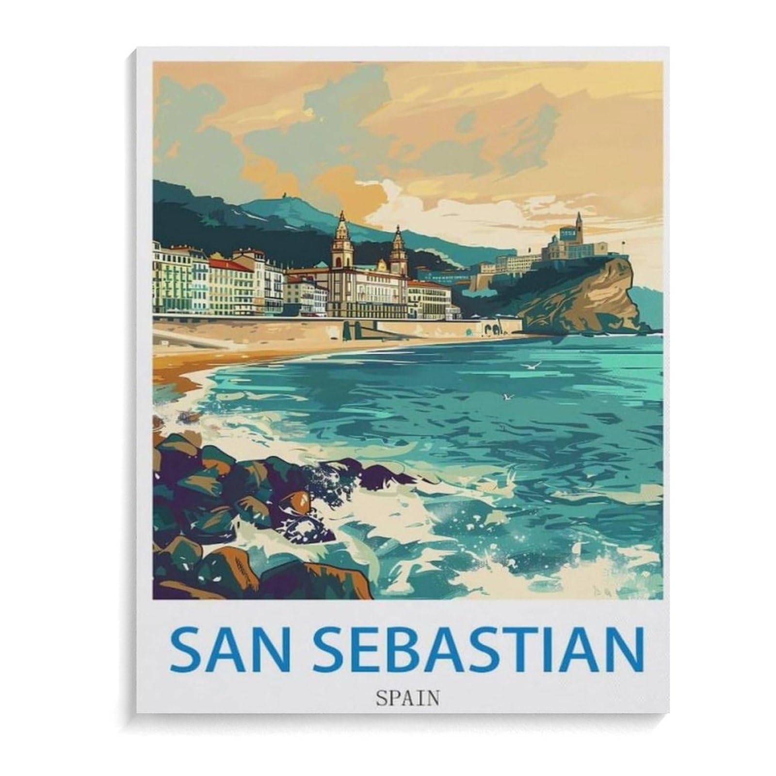 BEAYODKP Paint by Numbers,San Sebastian, Spain,Exquisite Oil Painting by Numbers Kits for Beginners(40x50cm-L1
