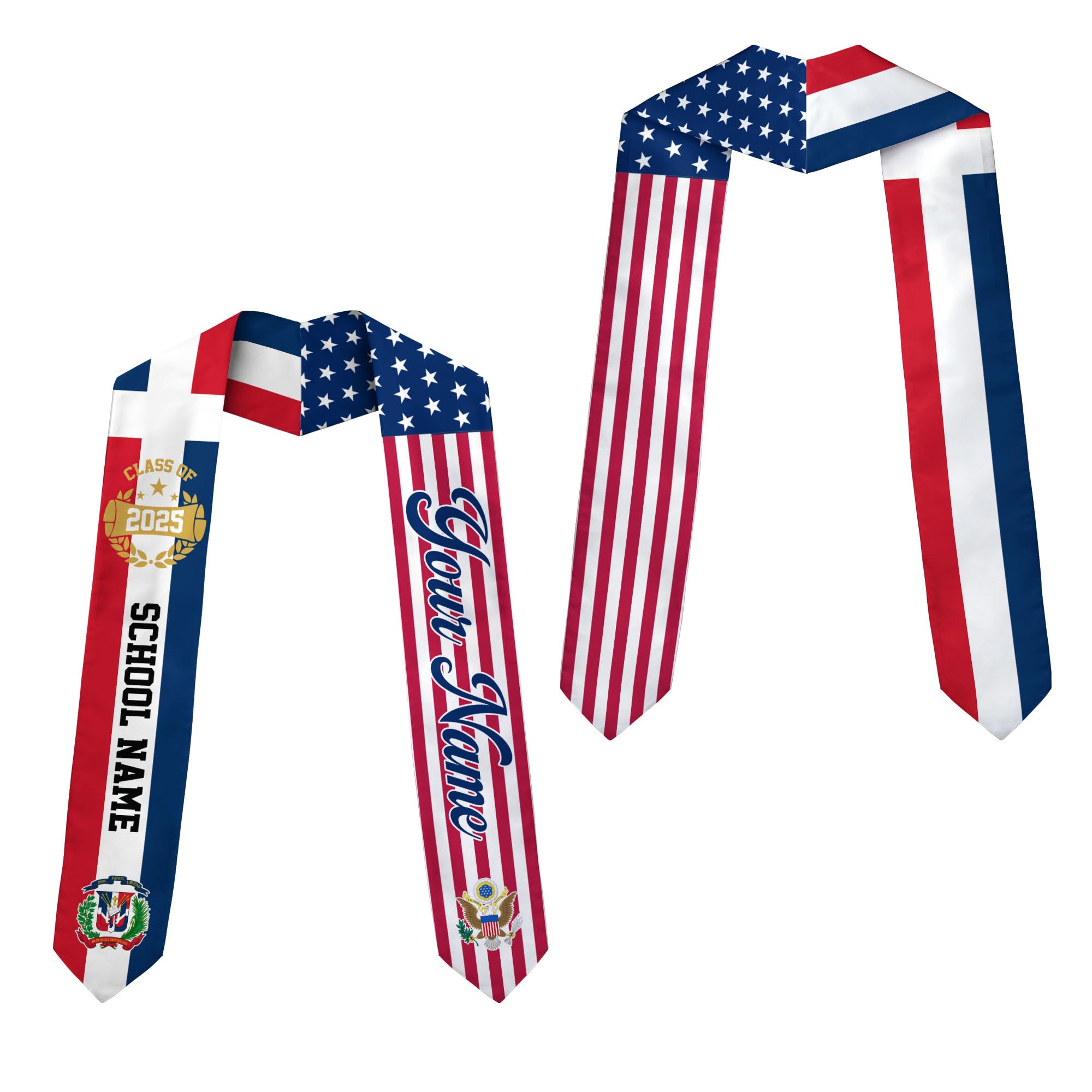 MonkeyVan Custom Dominican Sash Graduation, Dominicans Flag Graduation Sash 2025, Dominican Republic Graduation Stole Style 14
