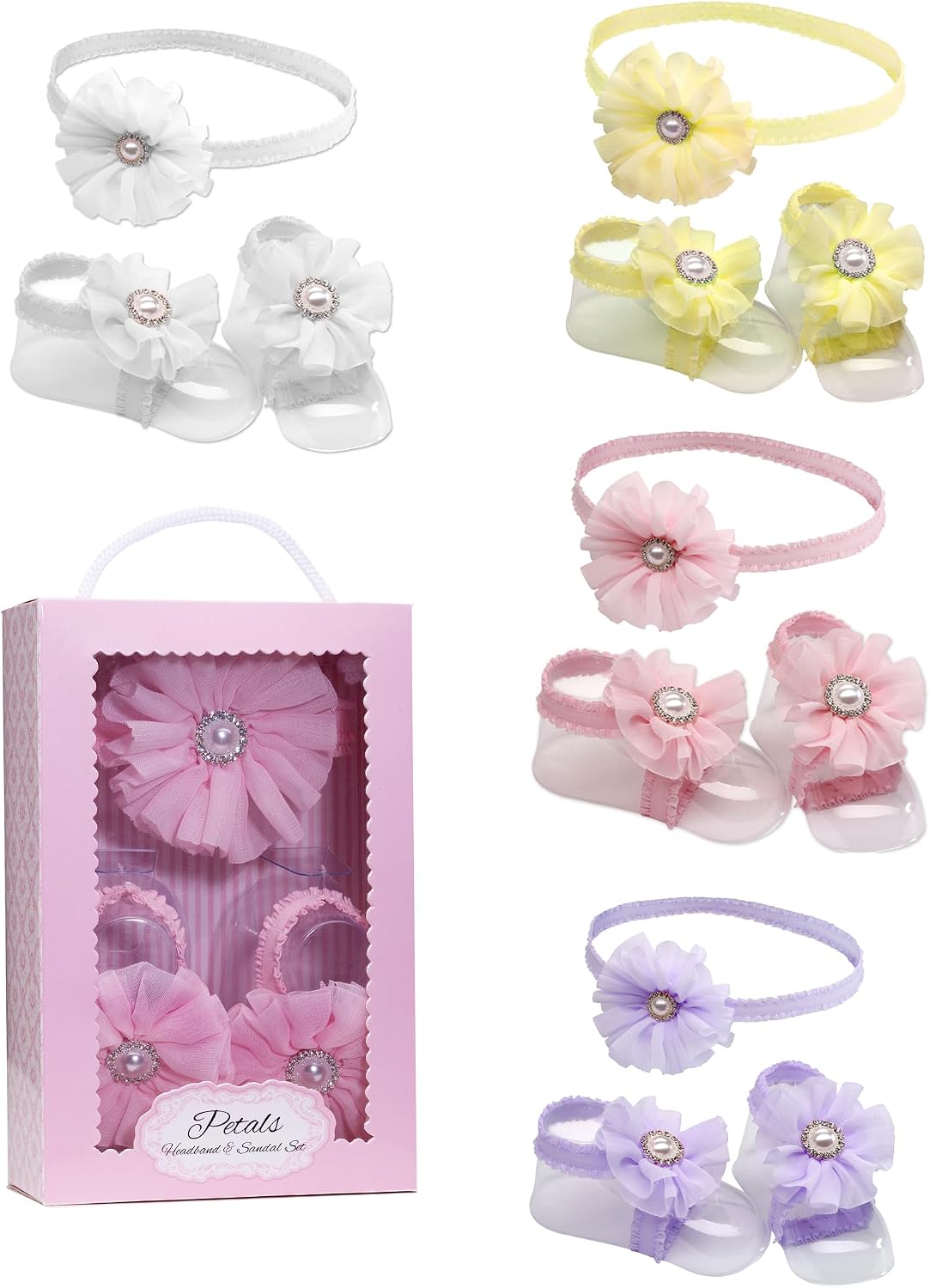 Cherished Moments Petals Baby Barefoot Sandal & Headband Set
