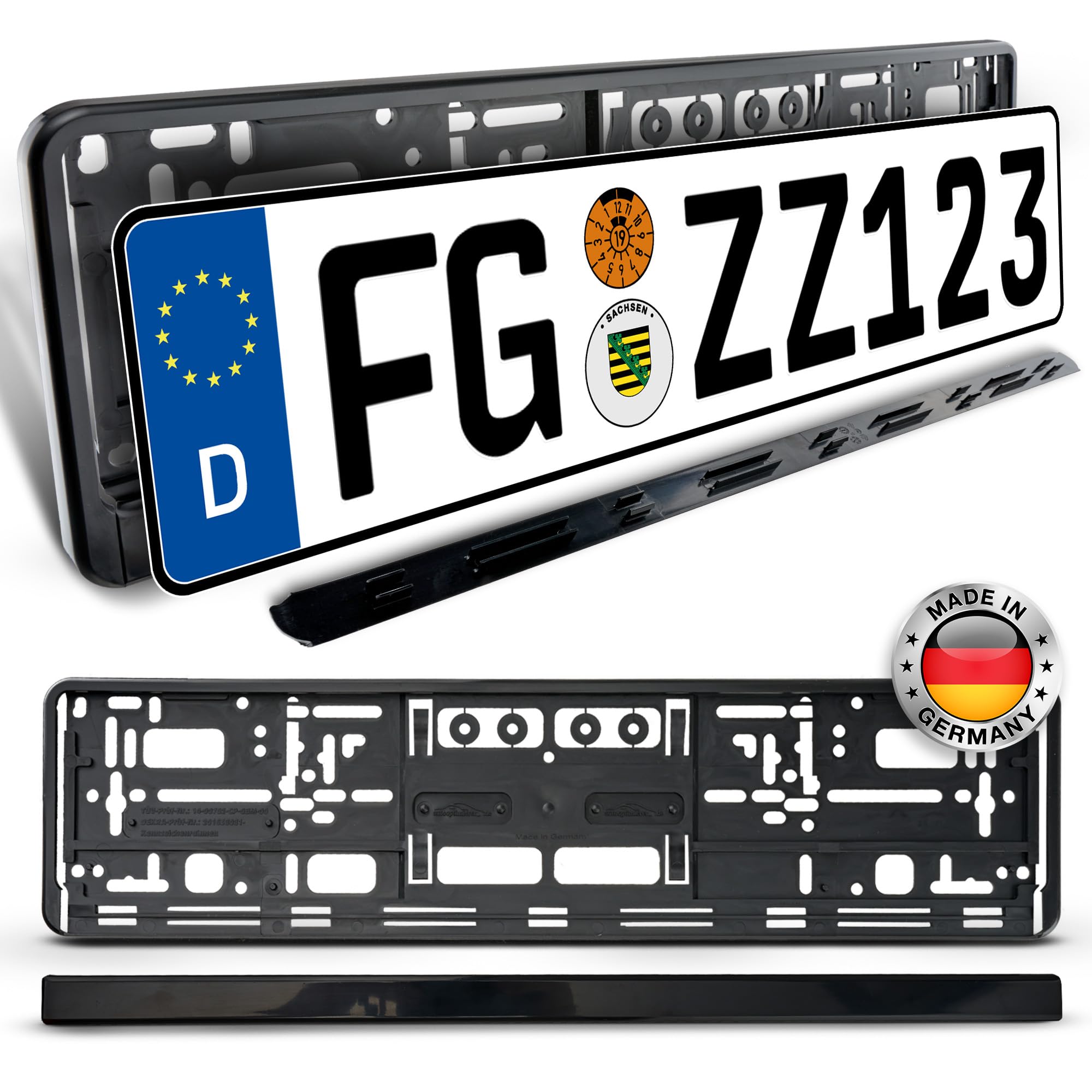 autooptimierer.de 2er Set Kennzeichenhalter Schwarz – Robuste & Wetterfeste Nummernschildhalterung für PKW | Universal EU Kennzeichenhalterung I Nummernschildhalter Made in Germany