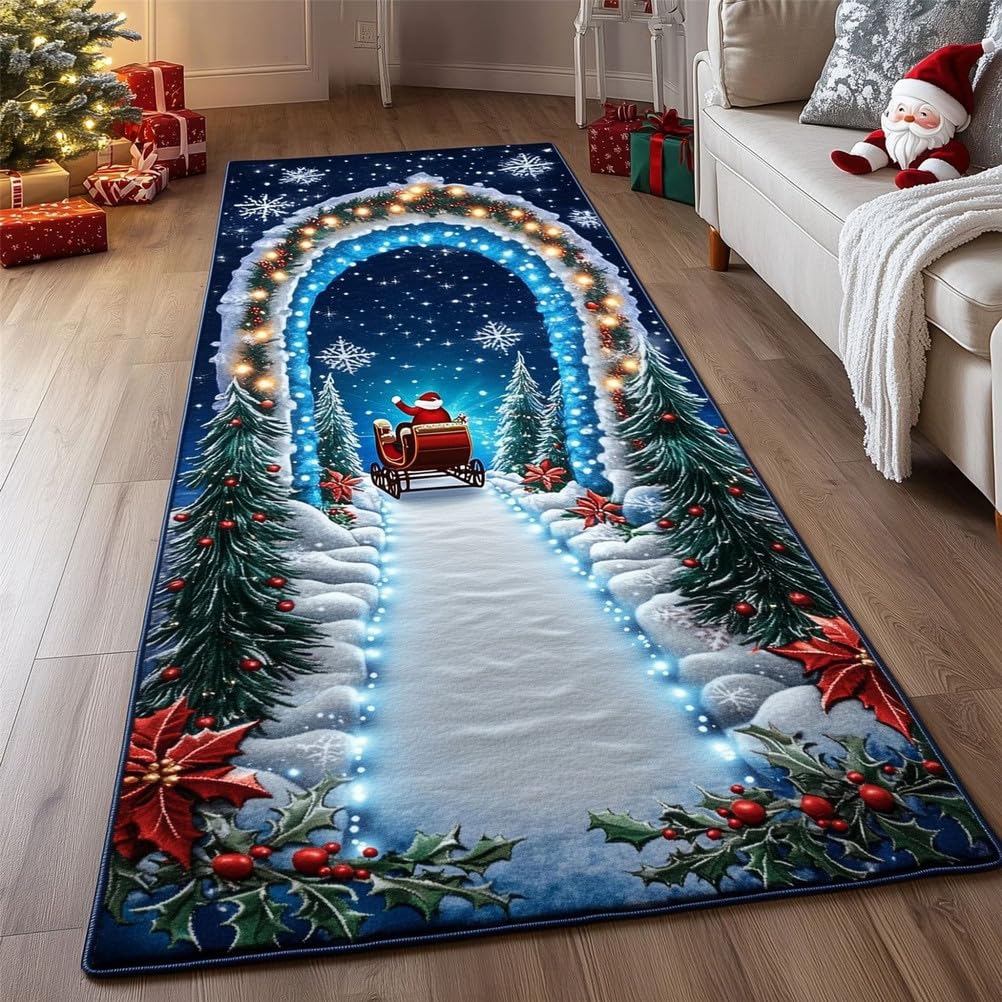 Caminos De Alfombra Navideños para Pasillos Alfombras Antideslizantes Lavables Alfombra De Cocina Alfombra De Piso para Entrada Cocina Dormitorio Sala De Estar,3,100 * 200cm