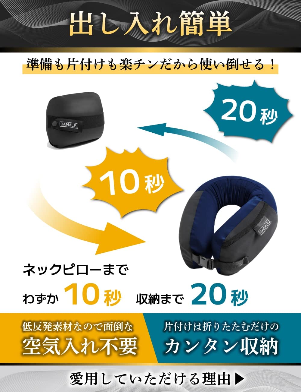 Amazon｜BANALE. バナーレ ネックピロー 携帯枕 トラベルピロー 枕