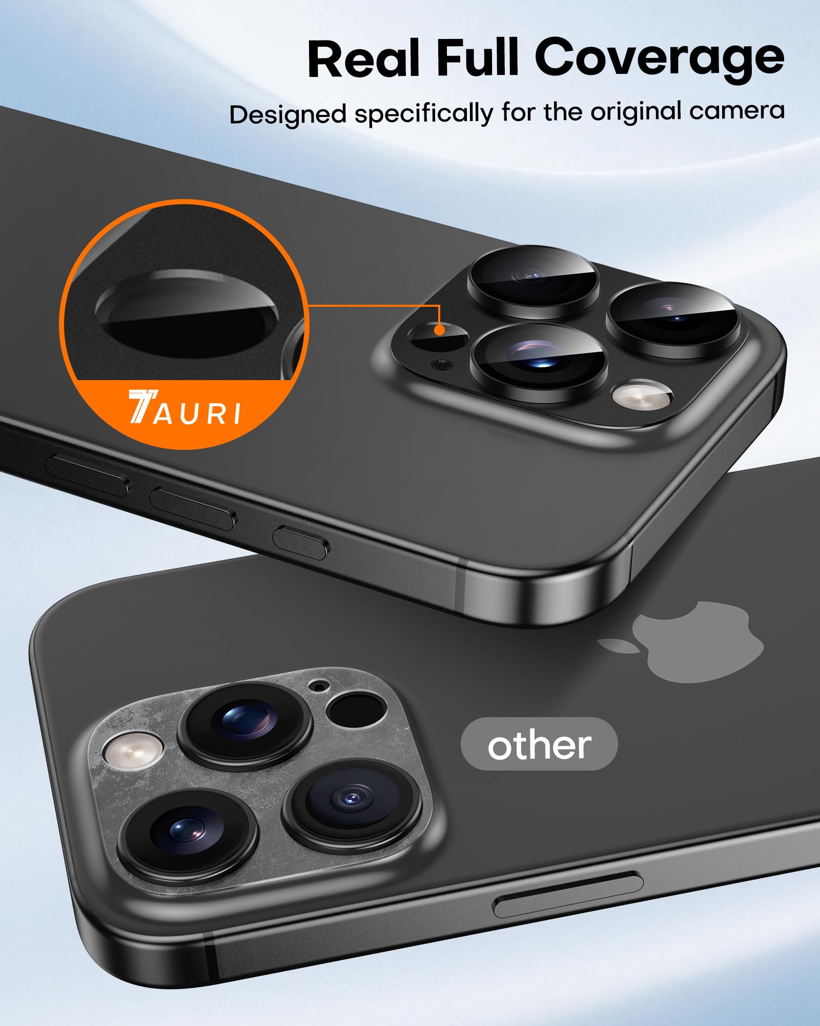 TAURI 2 sztuki osłona obiektywu do iPhone 16 Pro 6,3"/iPhone 16 Pro Max 6,9", pełna osłona z hartowanego szkła 9H z uchwytem, metalowa płyta matowa, odporna na zarysowania - czarny