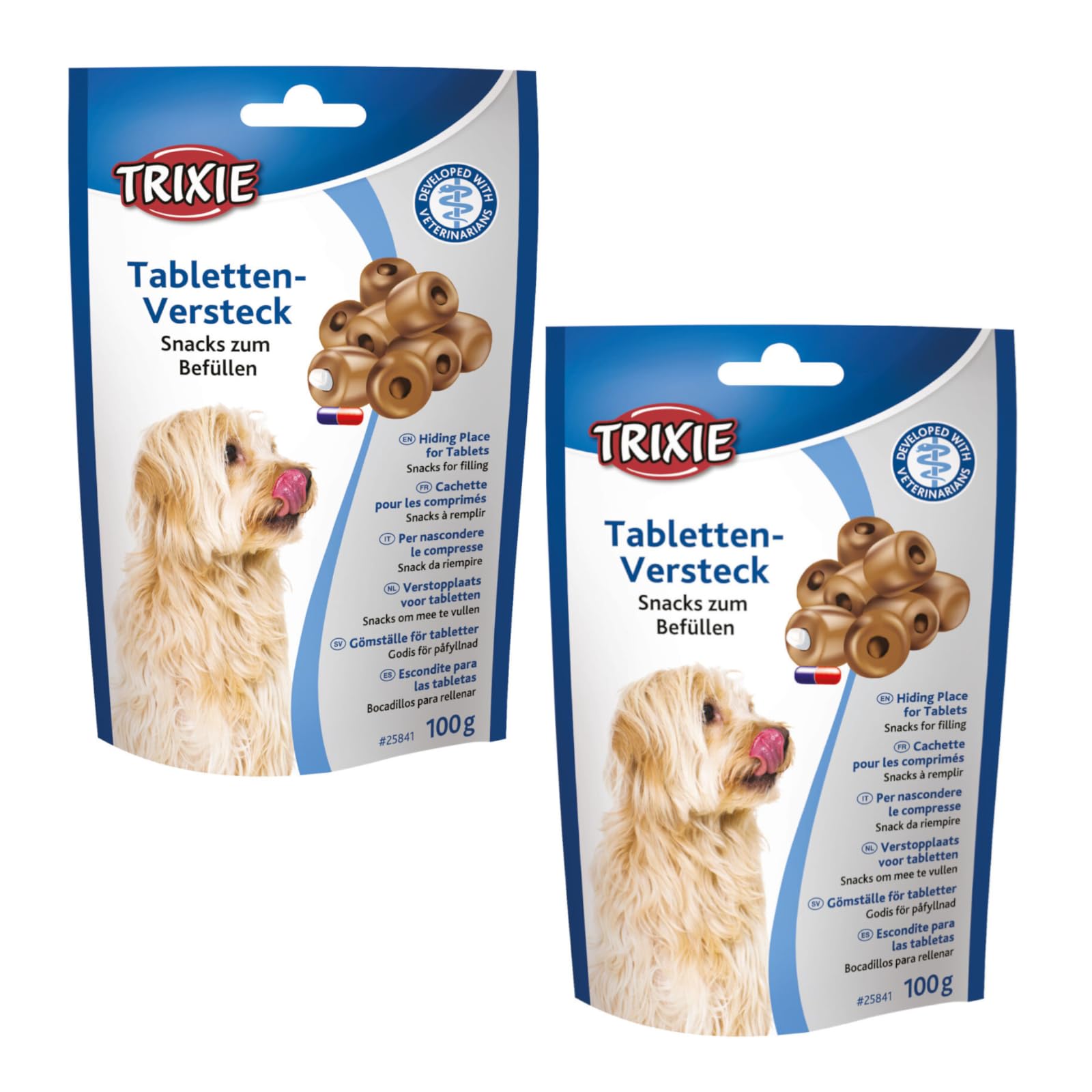Escondite de Pastillas para Perros Trixie | Paquete Doble | 2 x 100 g | Complemento Alimenticio para Perros | Facilita la Administración de Medicamentos | Apertura para Pastillas