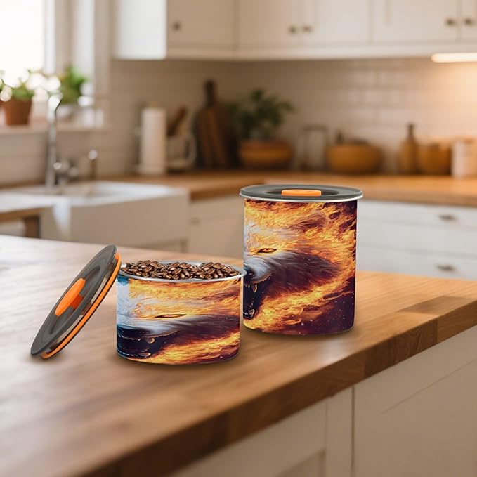 ALAZA Blue Red Wolf Hipster Coffee Canister 30oz con Tapa miniatura 2