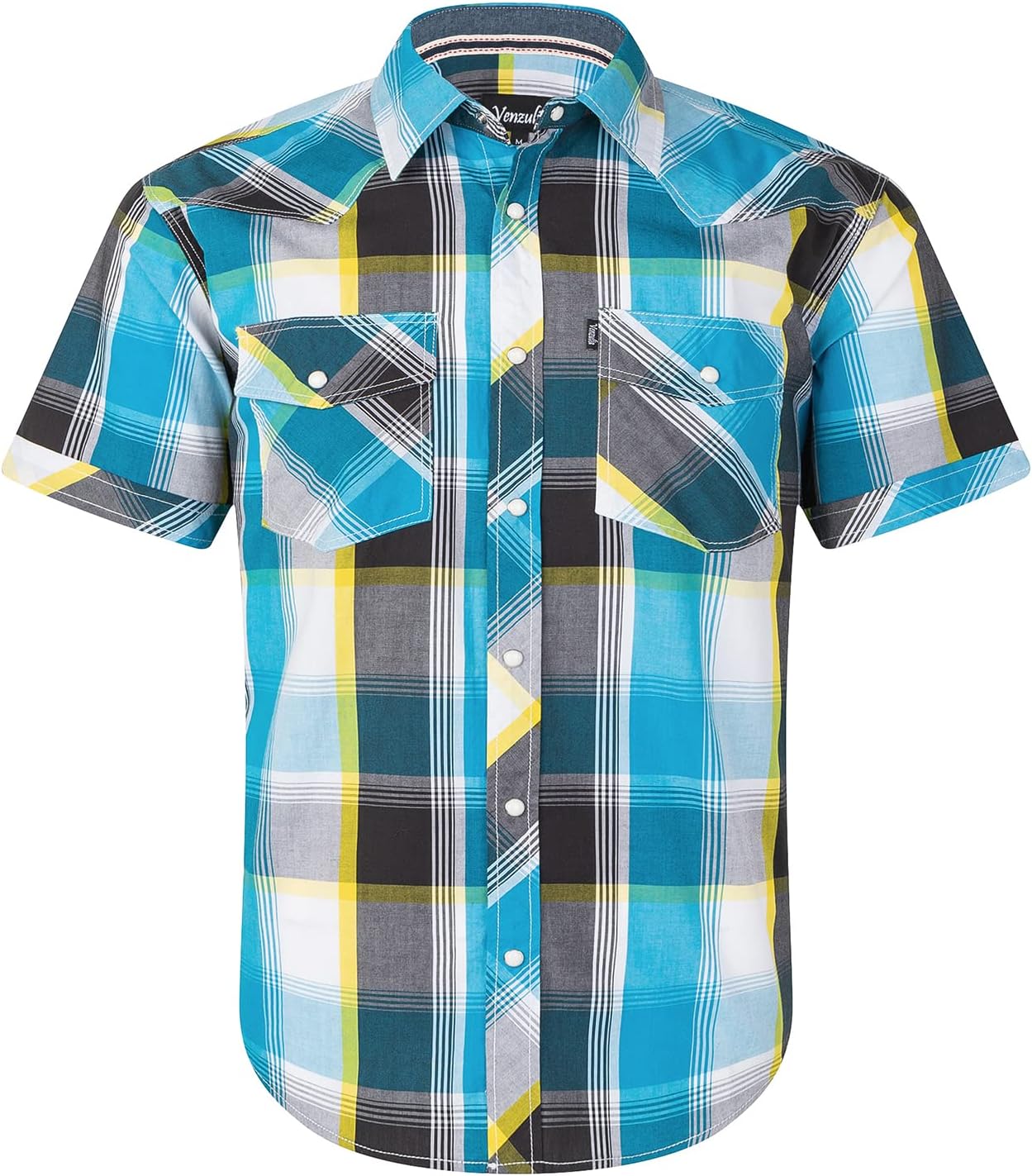 Men's Western Snap Casual Shirt Two Pocket Short Sleeve Shirt