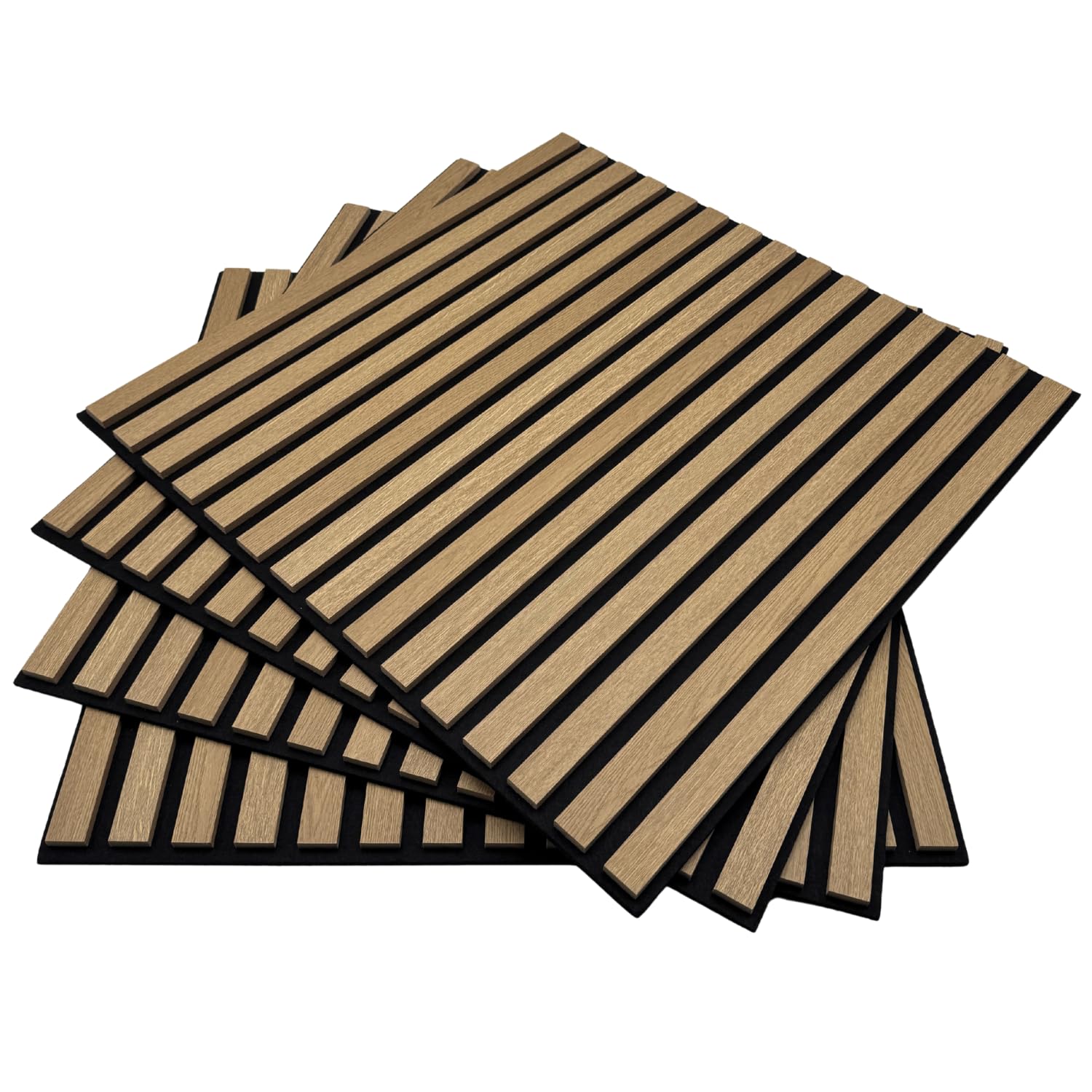 eacommerce | Pannello Fonoassorbente, Doghe in MDF, 60x60 cm, Rivestimento murale | Isolamento acustico, Facile da installare, Leggero | Migliora l’acustica e riduce il rumore | Confezione da (Rovere)