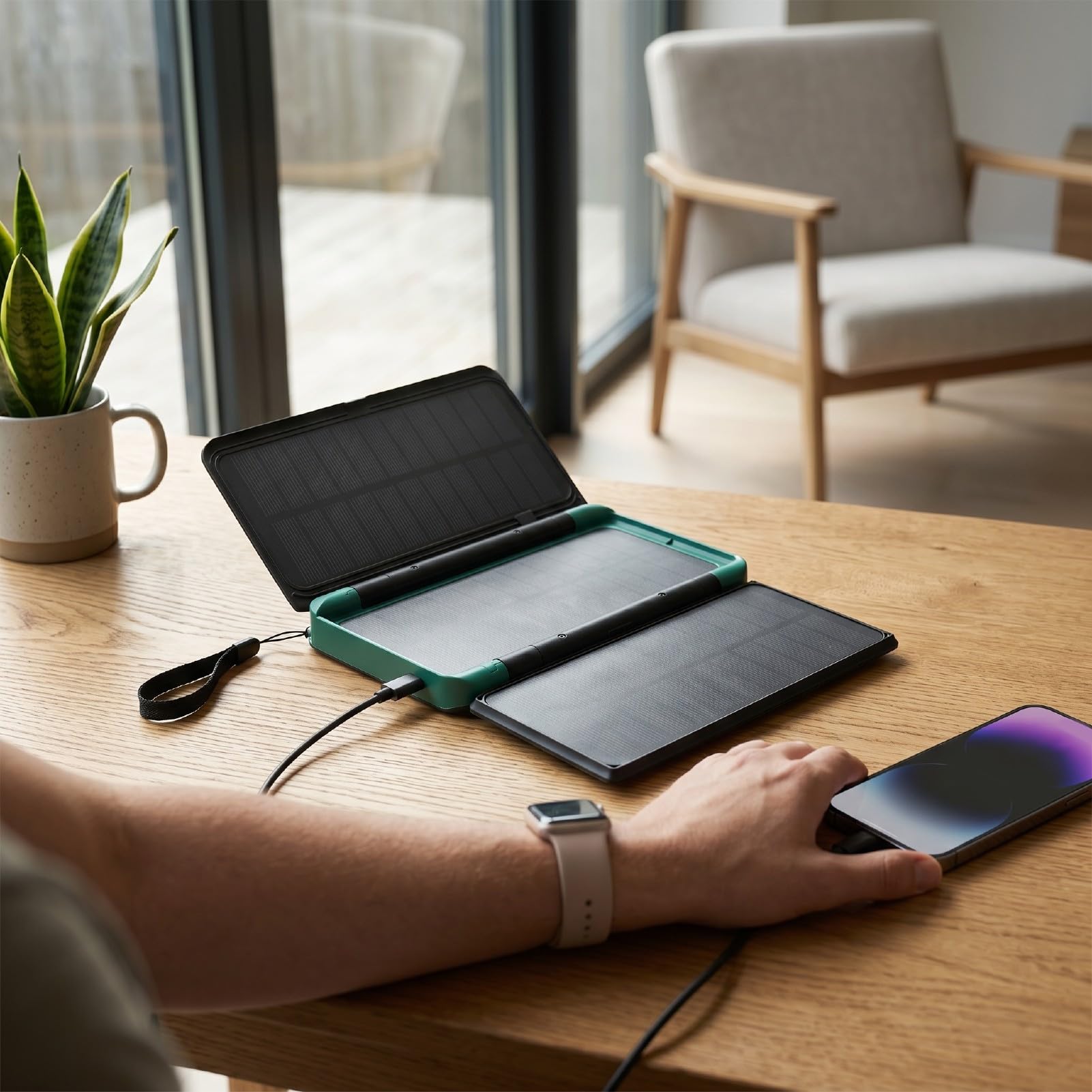 Focket Solar Power Bank, capacità 10000mAh 3 Pannelli Solari Pieghevoli