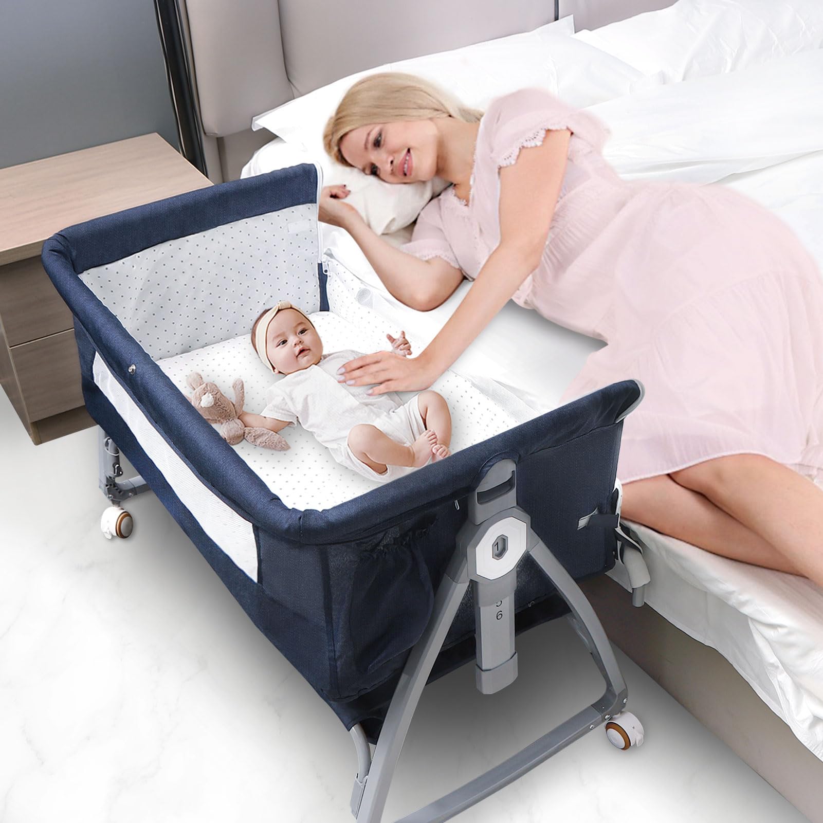 Amazon.co.jp: ベビーベッド 添い寝 折りたたみ 新生児 ベッド