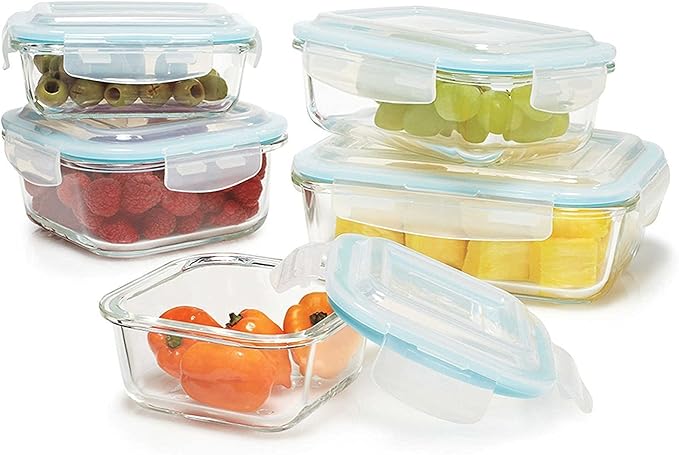 Amazon.com: Gourmet Home Products 10 Pc Glass Food Storage Container ...