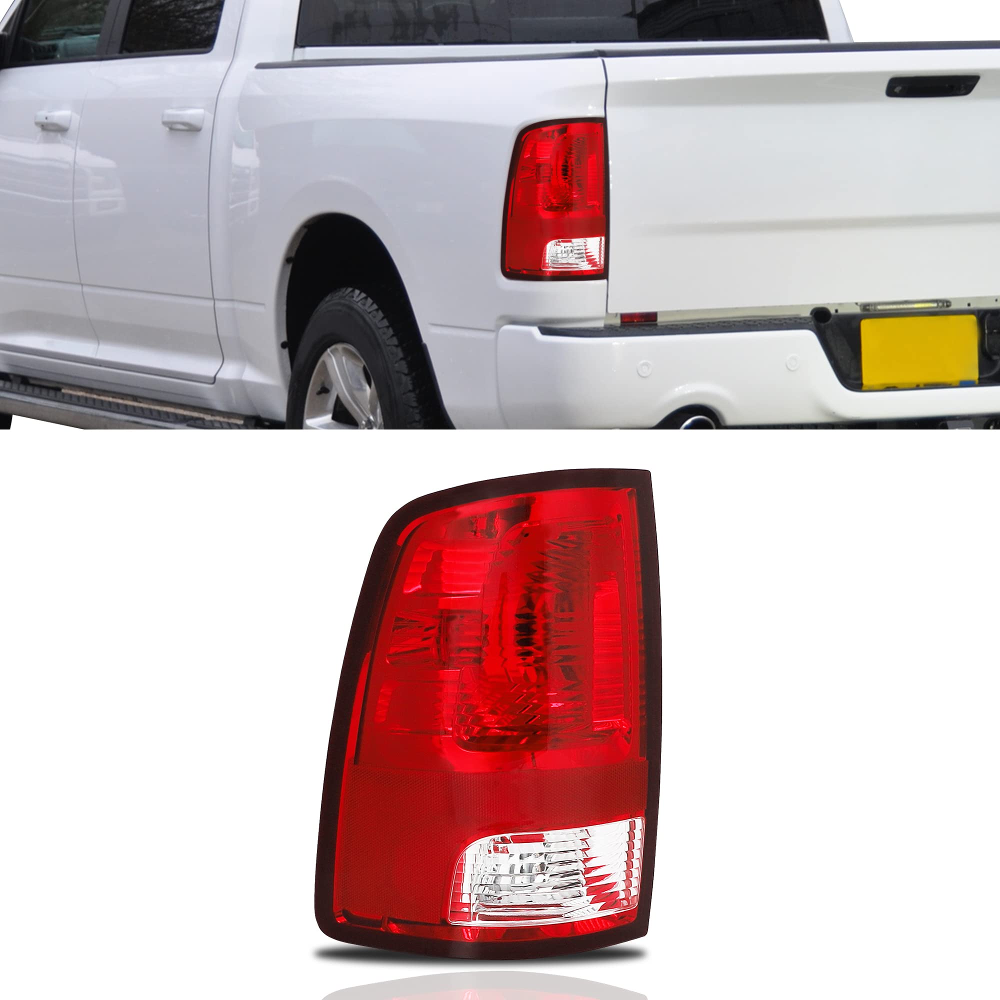 JenuoTail Light Assembly Fit for 2009-2018 2009 2010 2011 2012 2013 2014 2015 2016 2017 2018 09 10 11 12 13 14 15 16 17 18 Ram 1500 2500 3500 Taillight Left Driver Side (Bulbs Not Include)