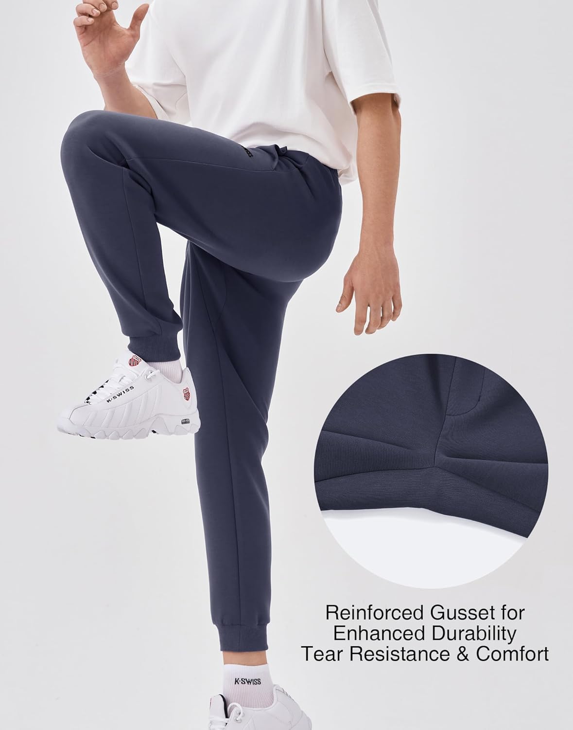 K-Swiss Men's Sweatpants with Pockets - Lightweight & Breathable Joggers for Men, Cuffed Track Pants for Casual Lounge - Image 6