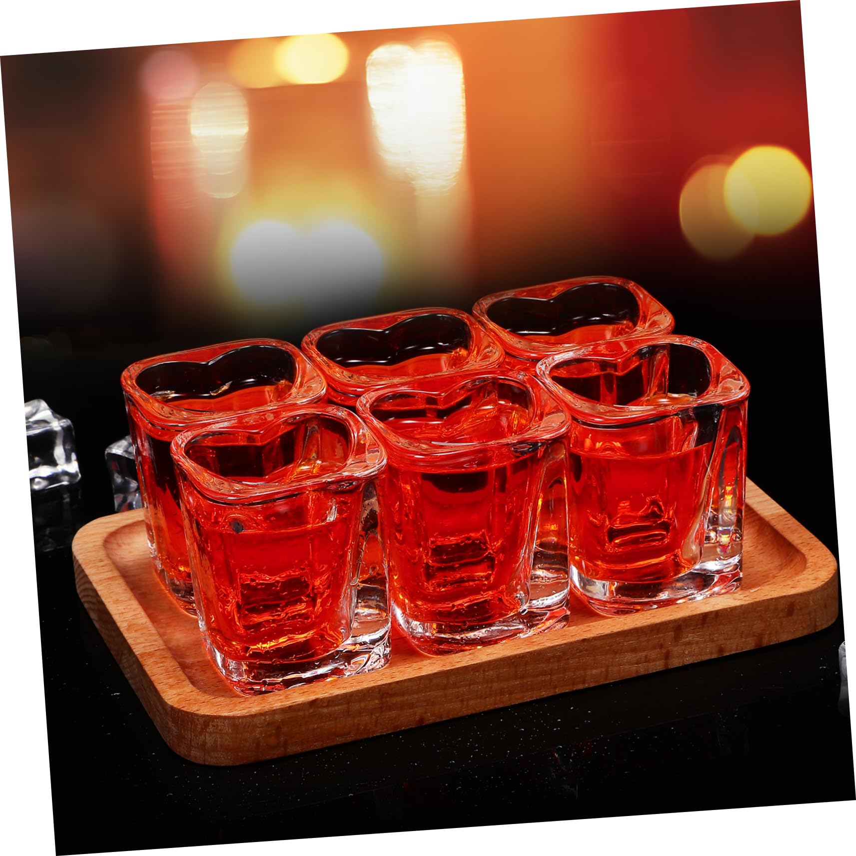 Verres à Shot Cœur 45ml Lot de 6 en Verre à Base Carrée