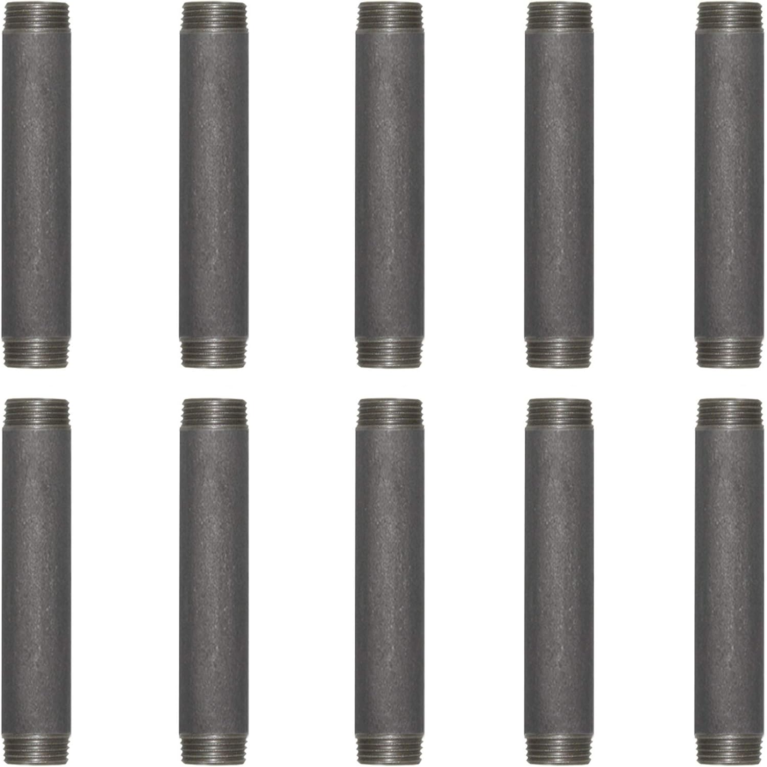 Brooklyn Pipe Sandblast Finish | 1/2 x 5 Inch Heavy Duty Schedule 40 Industrial Pipe | Threaded Pipe Nipple for DIY Shelving and Furniture, 10 Pack