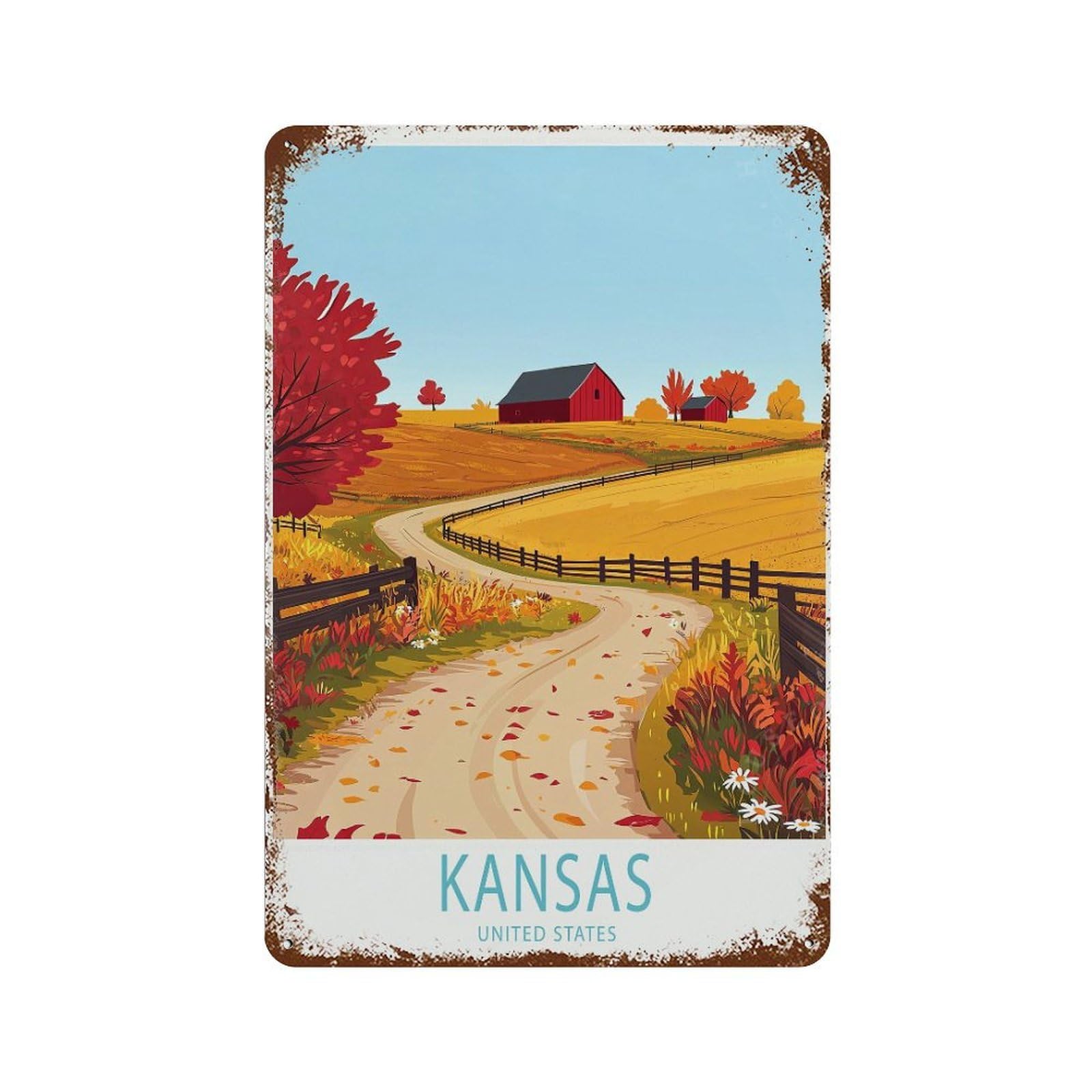 xiaoxiaoshen Kansas United States Travel (2) Wall Decor Art Metal Tin Poster Modern Home Decor Art Home Bar Shop Decorations Vintage Sign 30x20cm