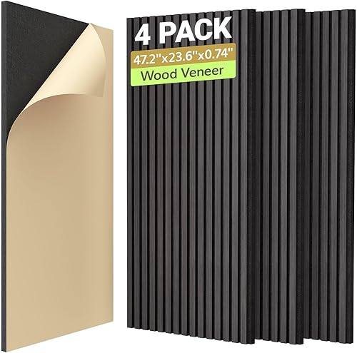 Miniatura 15 de TONOR Paneles de pared acústicos de doble capa autoadhesivos, paquete de 4 paneles de 47.2"x23.6"x0.72", paneles de pared de alta densidad grandes