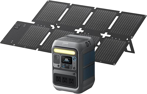 Anker Generador Solar SOLIX C300 con Panel Solar de 60W, Estación de Energía Portátil de 288Wh, 300W (pico de 600W), Batería LiFePO4, Carga Rápida