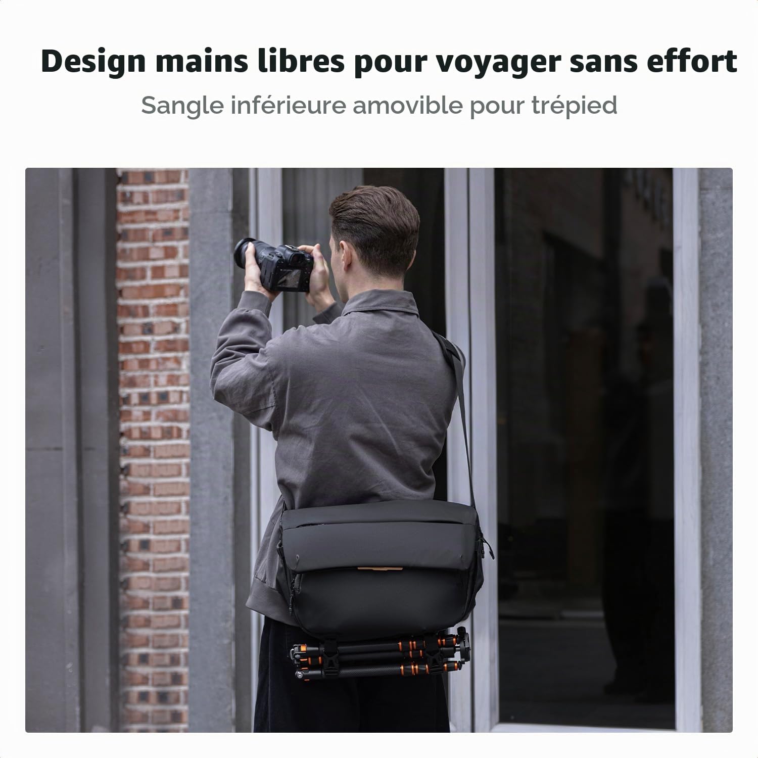 K&F CONCEPT Sac à Bandoulière pour Appareil Photo | Sac Bandoulière Étanche de Voyage Grande Capacité pour Appareil Photo, Compartiment Ordinateur 13 pouces，Noir，BS18