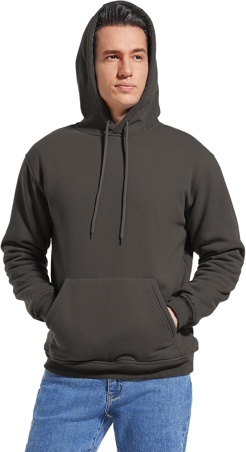 Gesean Men's Cotton Fleece Pullover Hoodie Long Sleeve Hooded Sweatshirt with Kangaroo Pocket - Image 5