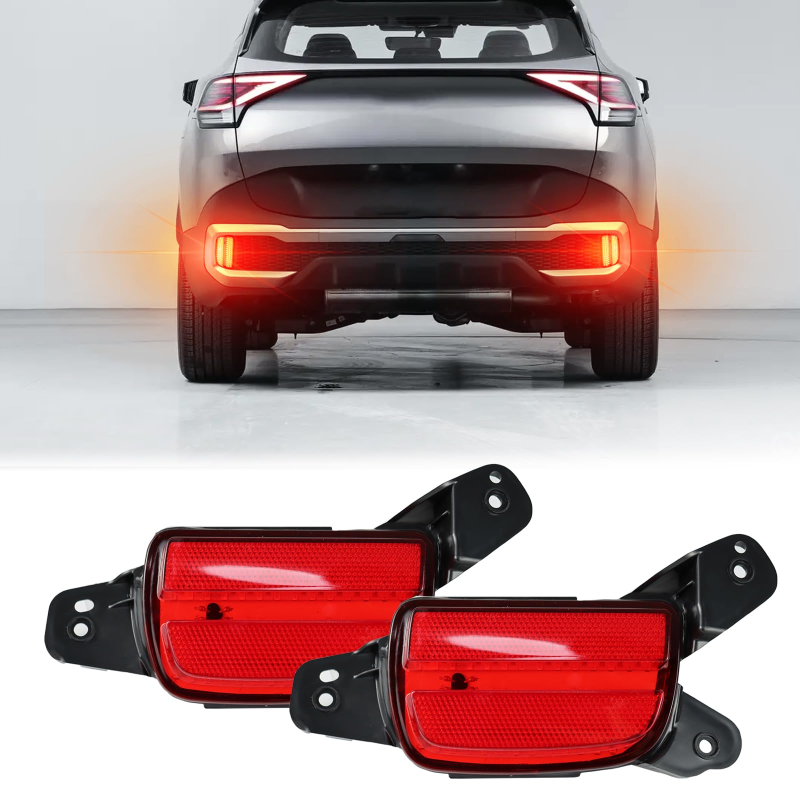 Sequential RED LED Rear Bumper Fog Light W Turn Signal For Cadillac CT5 2019-24