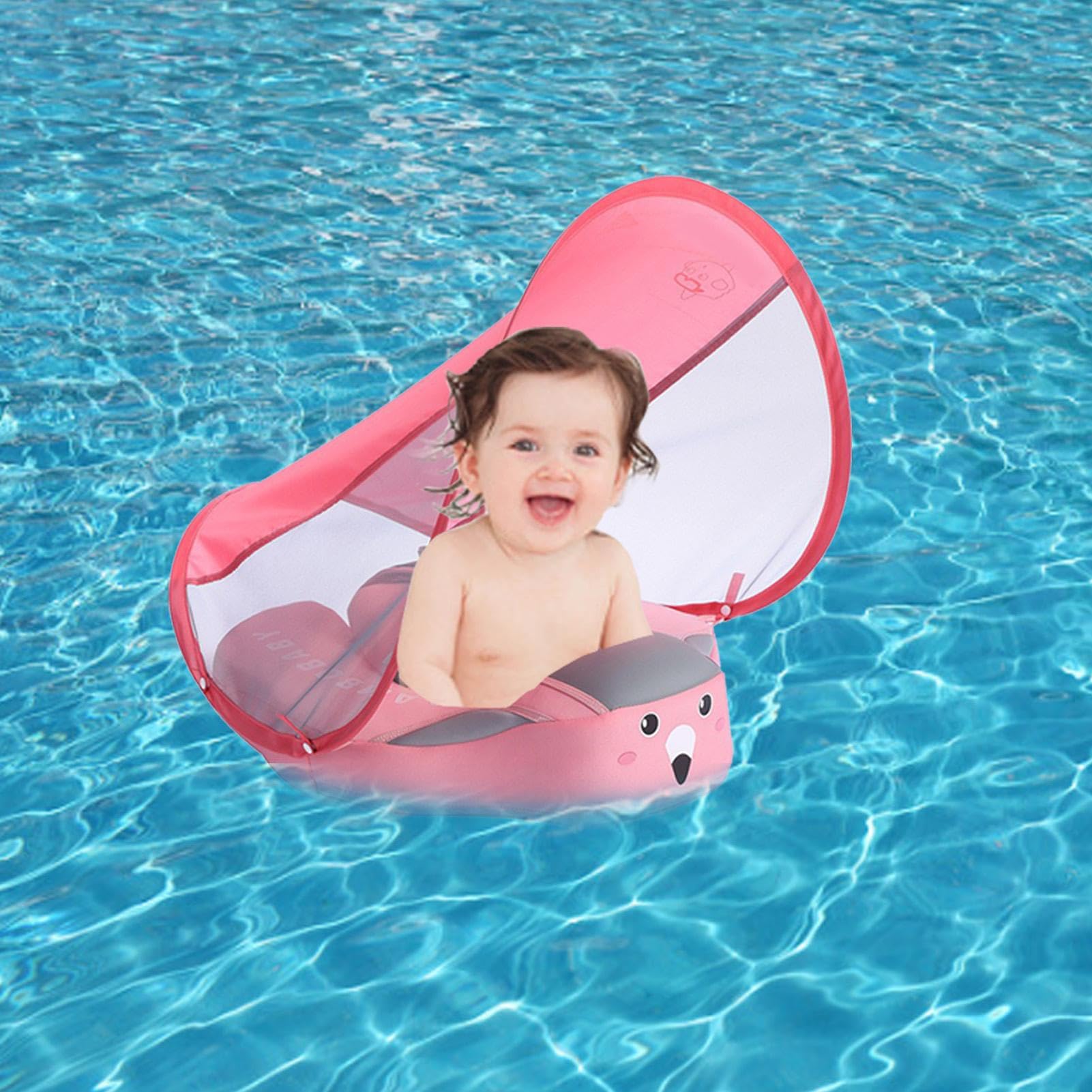 Baby Floats for Pool with Canopy Removable Non-Inflatable Toddler Pool Float with Sun Protection Canopy UPF50+ - Image 5