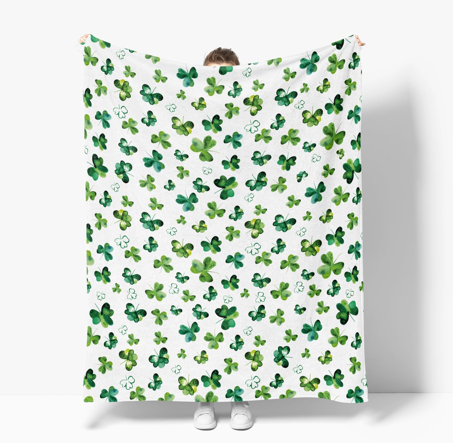 Horaldaily St. Patrick's Day Flannel Blanket Throw, Cute Watercolor Shamrock Soft Fuzzy Plush Cozy Fleece Blankets for Couch Sofa Bed Lounging, Ideal Gifts for Kids Adults Self, 50x60 - Image 6