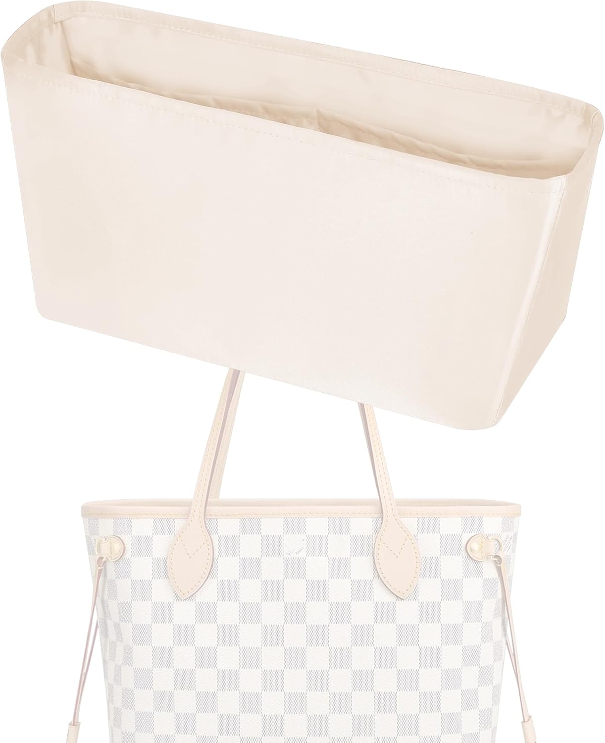 Purse Handbag Silky Organizer Insert Keep Bag Shape Fits LV-Neverfull-PM/MM/GM Bags, Luxury Handbag Tote Lightweight Sturdy(Craie, Neverfull-MM)