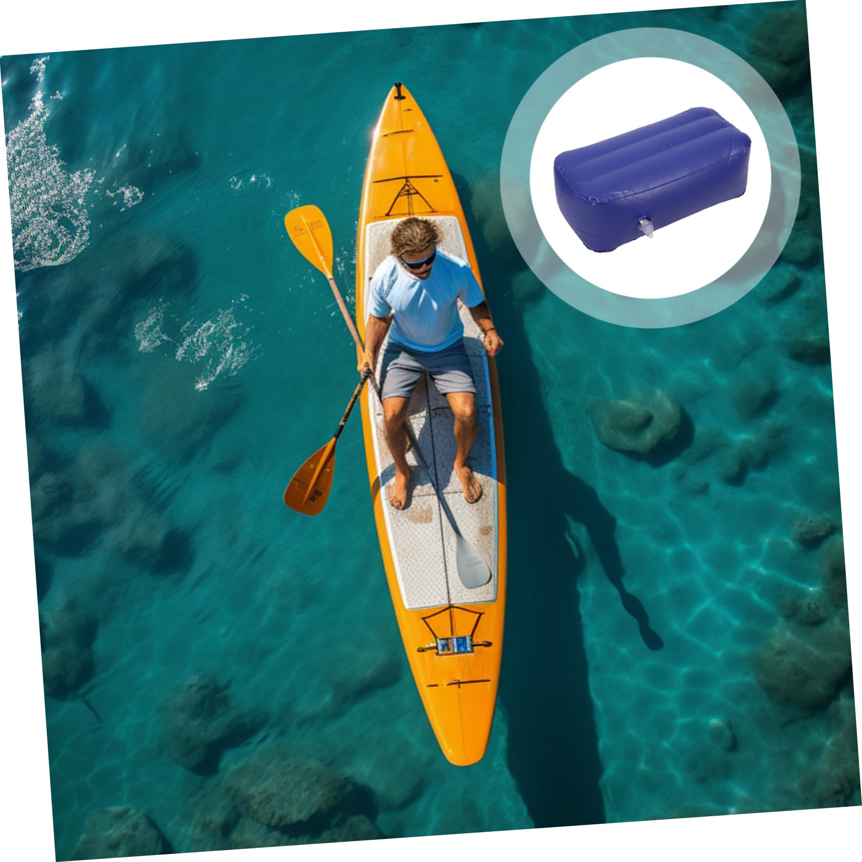 WOONEKY Cuscino Gonfiabile per Esterni in Pvc Design Ergonomico Antiscivolo per Amanti degli Sport Acquatici e Attività di Drifting e Water Sports