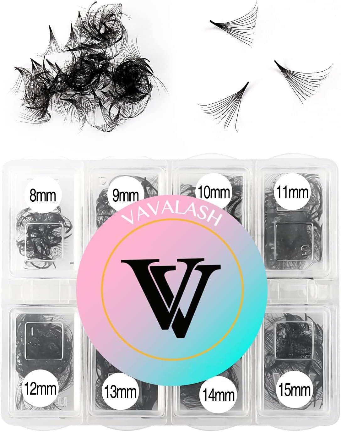 VAVALASH 600 Fans Premade Fans Eyelash Extensions 5D 6D 7D 8D 10D 12D 14D 16D 24D Premade Lash Fans 8-15mm Mixed Length Promade Loose Fans Thin Base Premade Volume Lash Extension(12D-0.05-D-8-15mm)