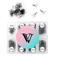 Vista 1 de VAVALASH 600 abanicos Extensiones de pestañas postizas en abanico 5D-24D, abanicos de pestañas postizas premontados con base delgada, extensión